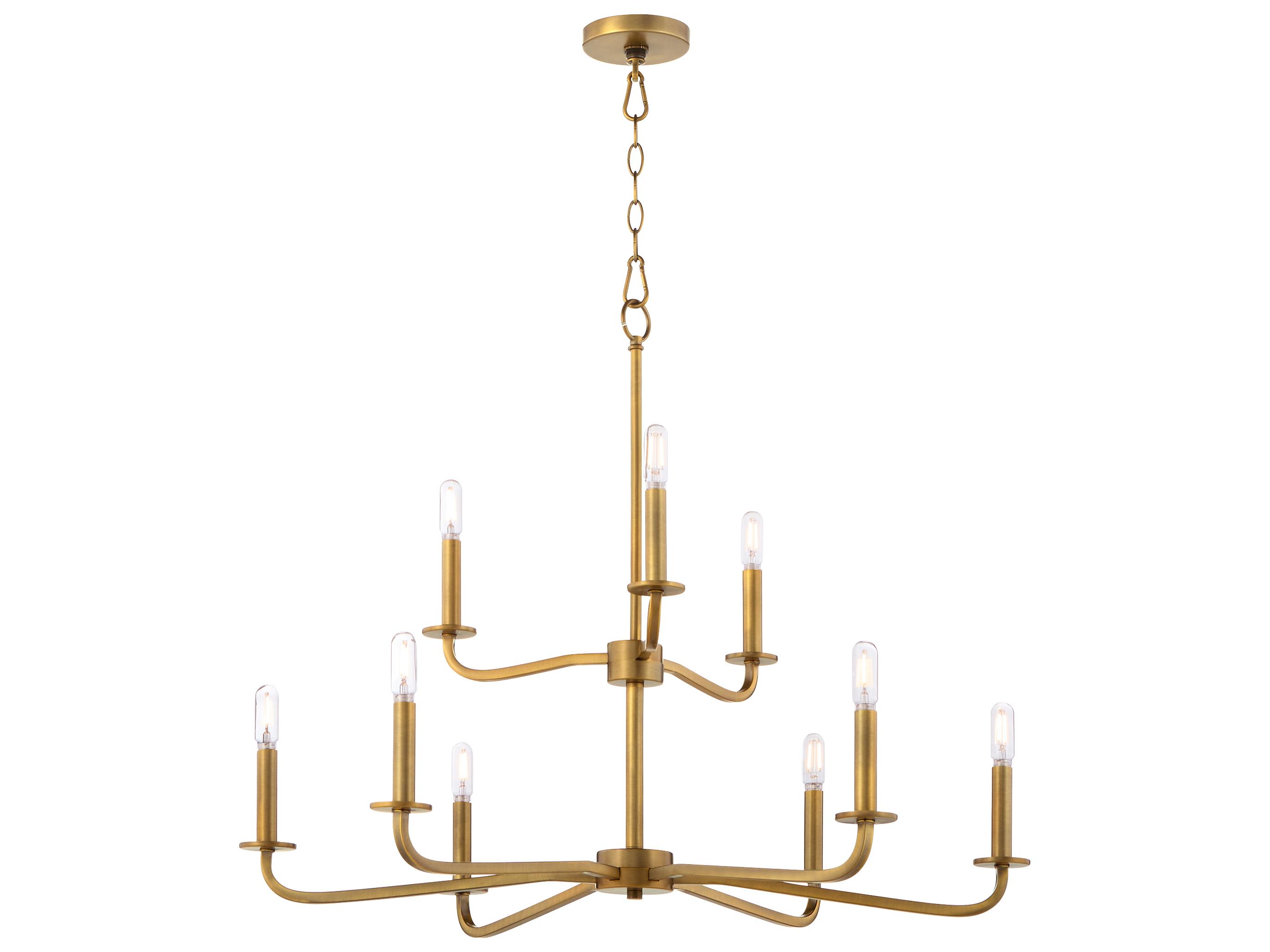 Quorum Rutherford 9-Light Brushed Brass Candelabra Tiered Chandelier