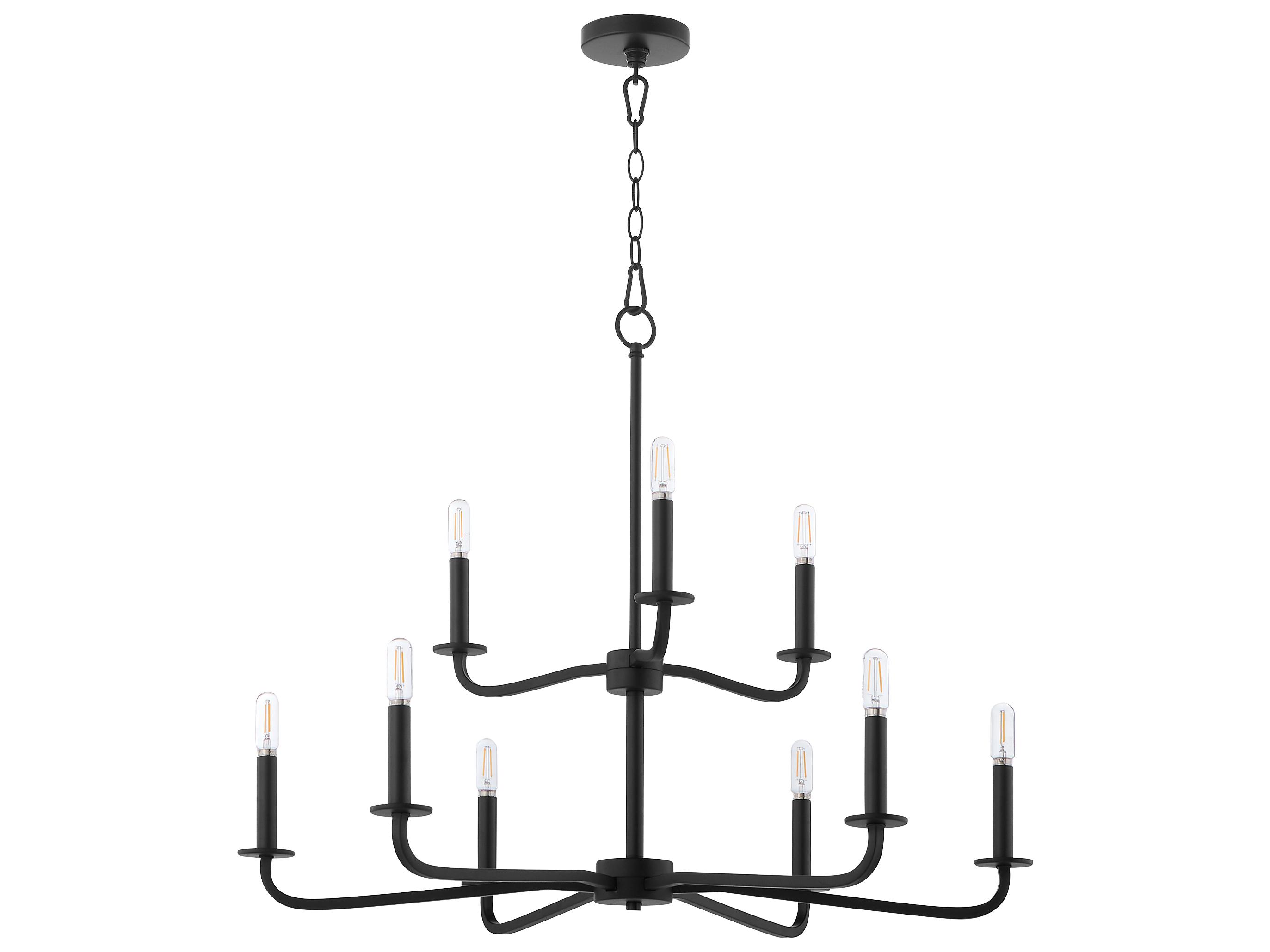Quorum Rutherford 9-Light Matte Black Candelabra Tiered Chandelier