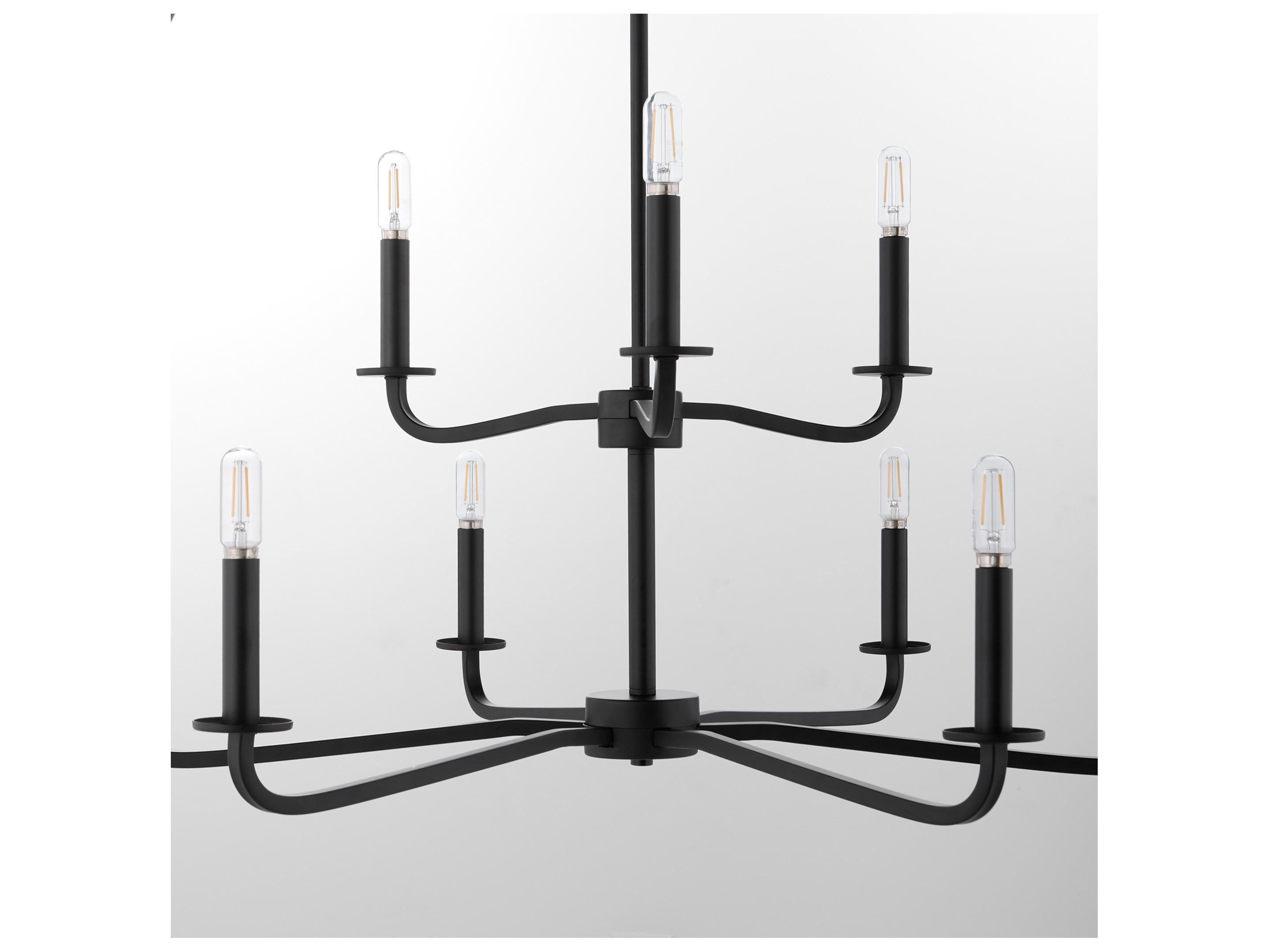 Quorum Rutherford 9-Light Matte Black Candelabra Tiered Chandelier