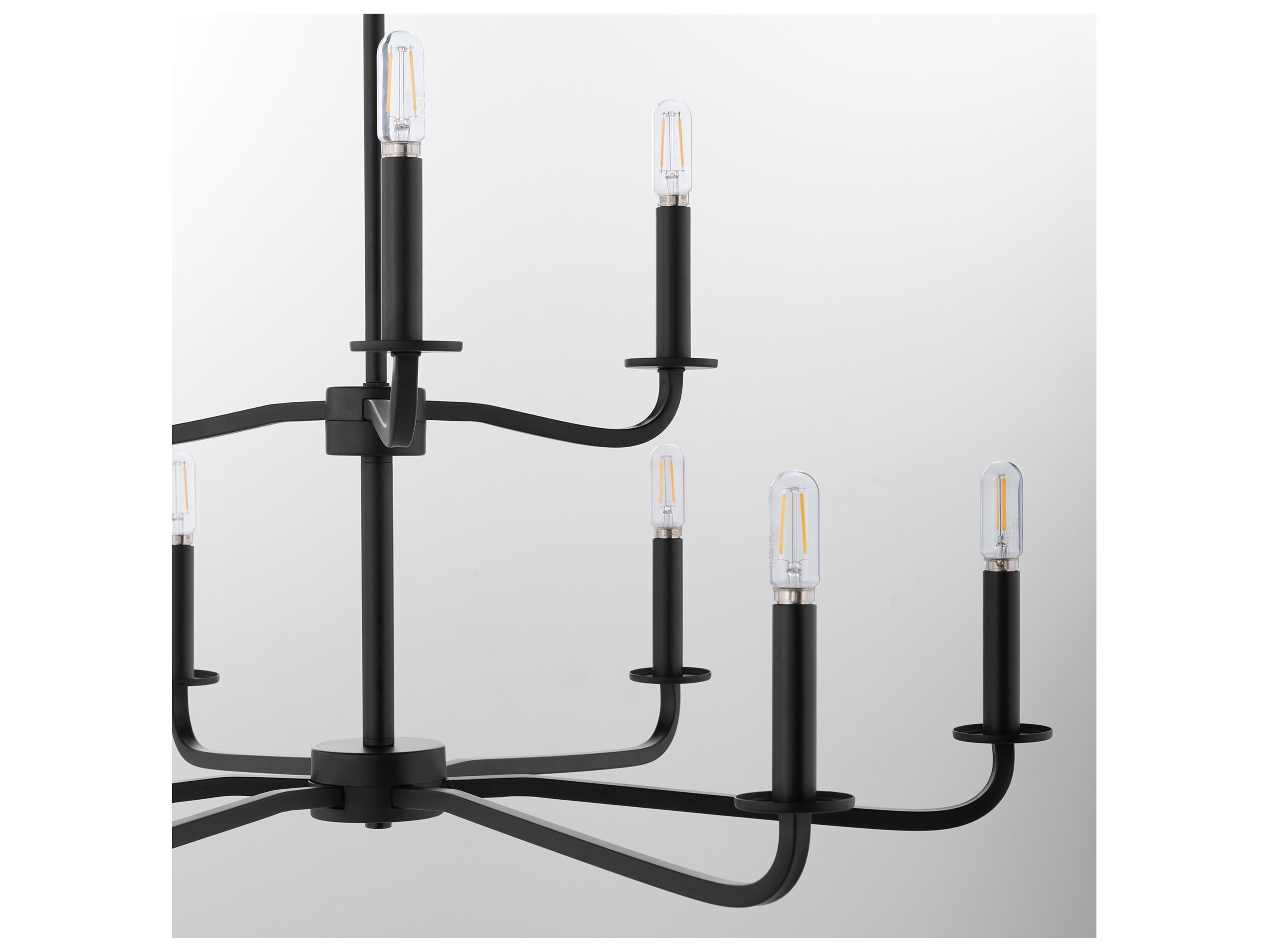 Quorum Rutherford 9-Light Matte Black Candelabra Tiered Chandelier