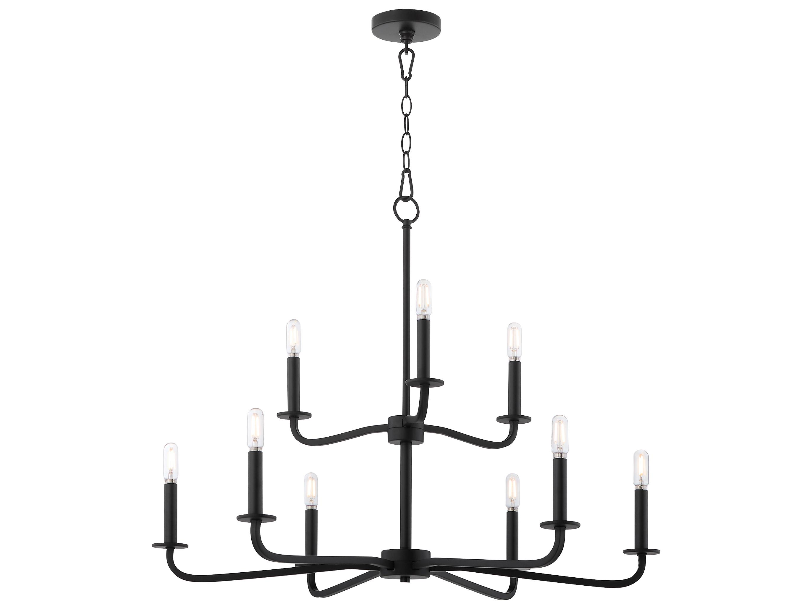 Quorum Rutherford 9-Light Matte Black Candelabra Tiered Chandelier
