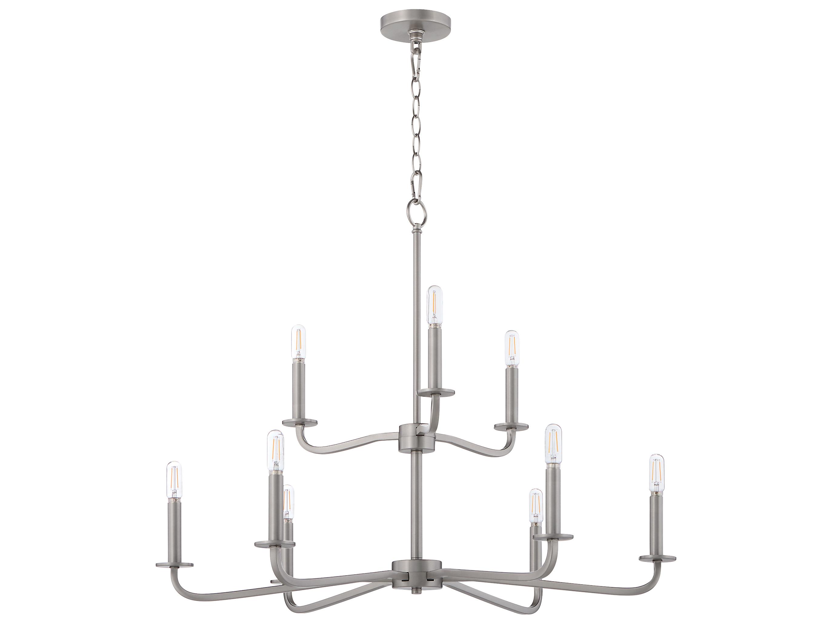 Quorum Rutherford 9-Light Satin Nickel Candelabra Tiered Chandelier