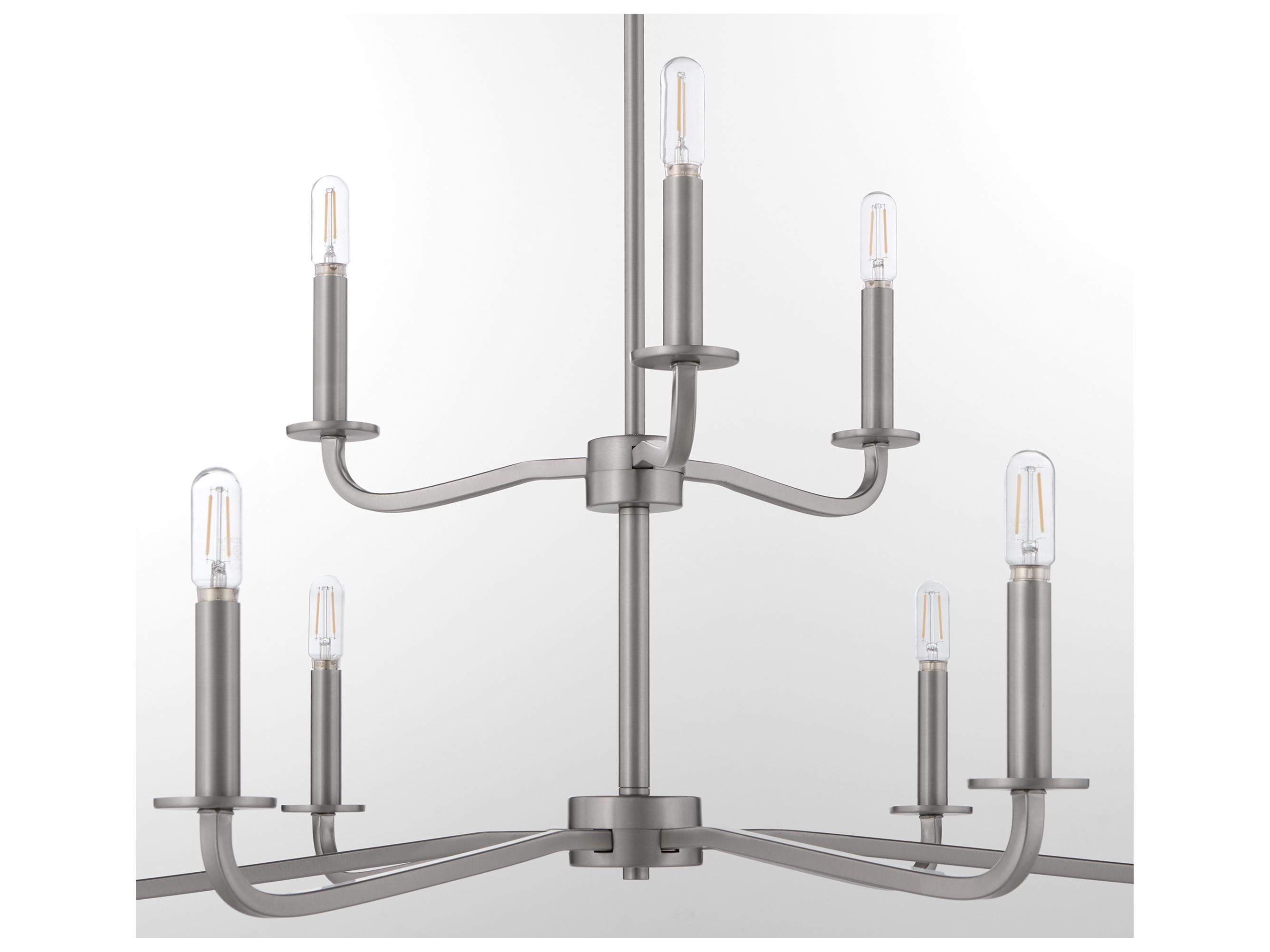 Quorum Rutherford 9-Light Satin Nickel Candelabra Tiered Chandelier