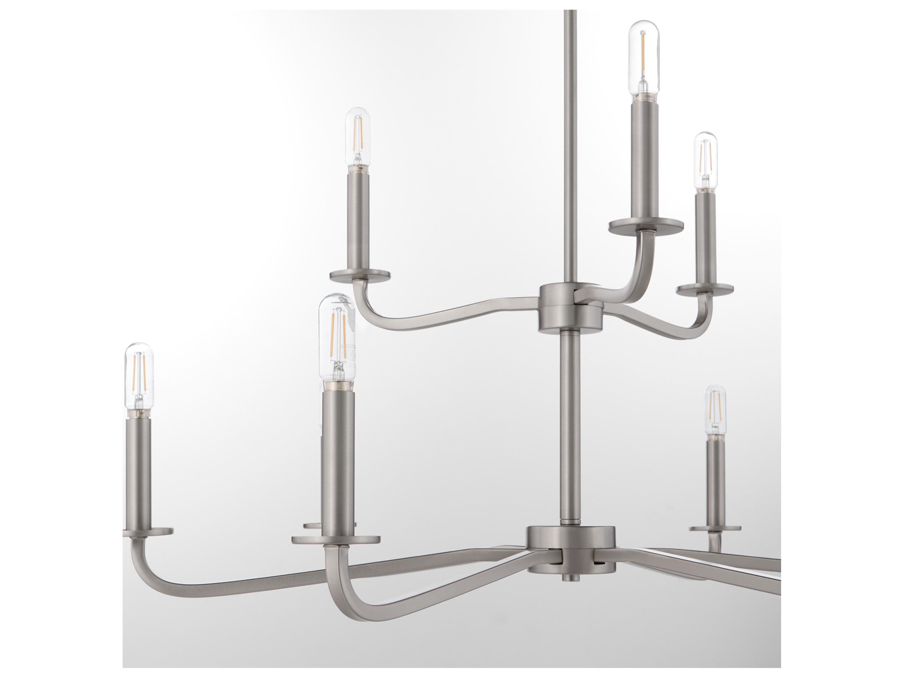 Quorum Rutherford 9-Light Satin Nickel Candelabra Tiered Chandelier