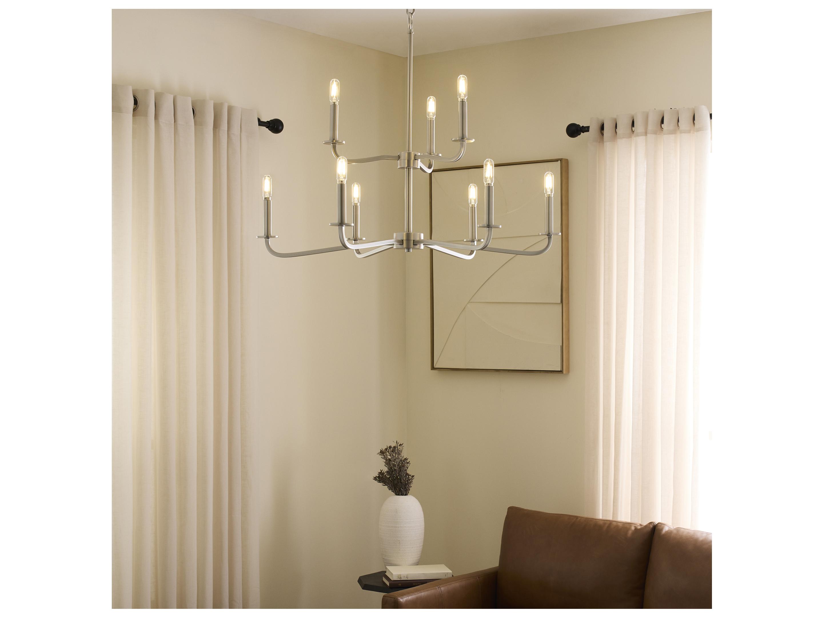 Quorum Rutherford 9-Light Satin Nickel Candelabra Tiered Chandelier