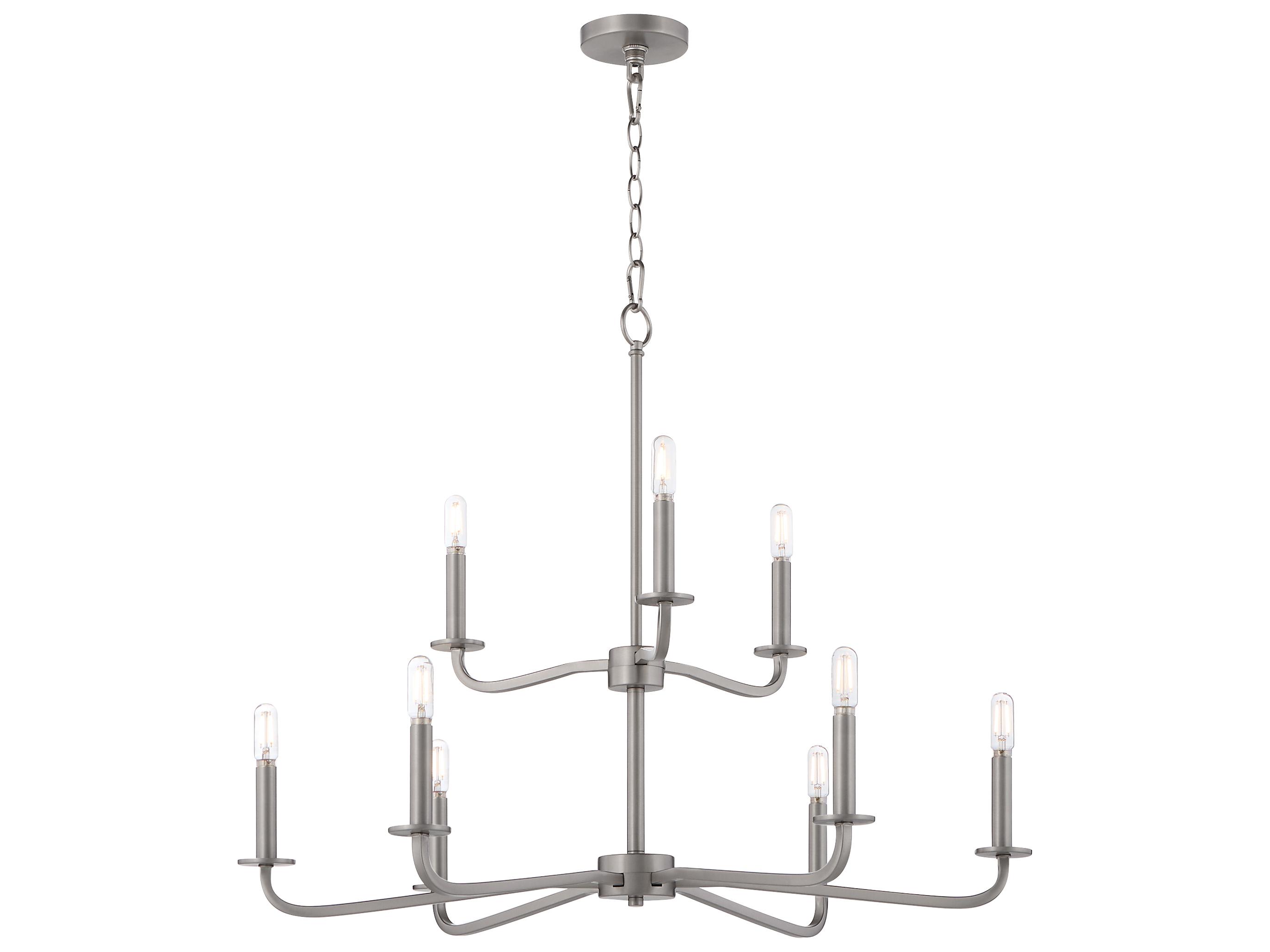 Quorum Rutherford 9-Light Satin Nickel Candelabra Tiered Chandelier