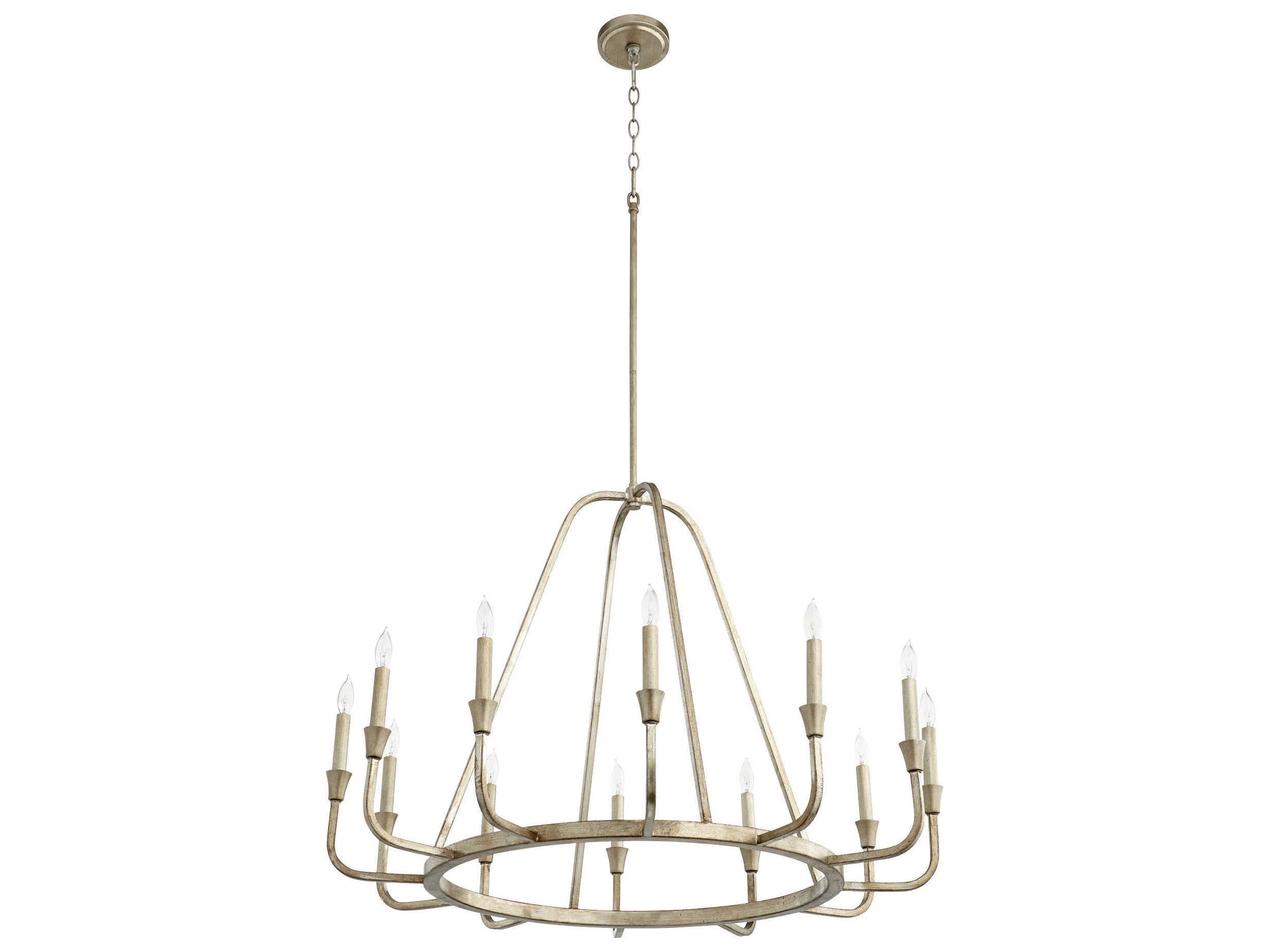 Quorum Marquee 12-Light Aged Silver Leaf Candelabra Round Chandelier