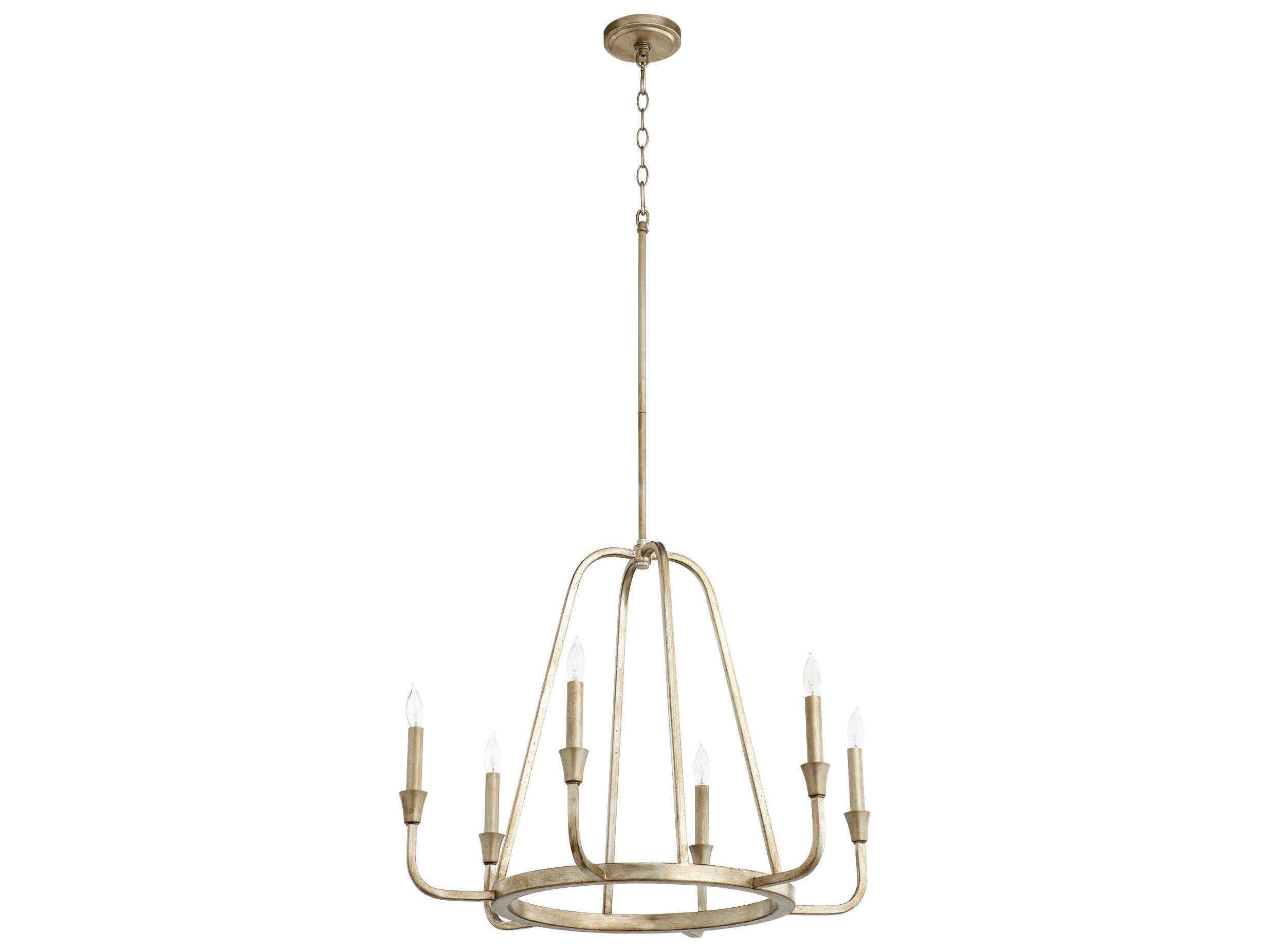 Quorum Marquee 6-Light Aged Silver Leaf Candelabra Round Chandelier
