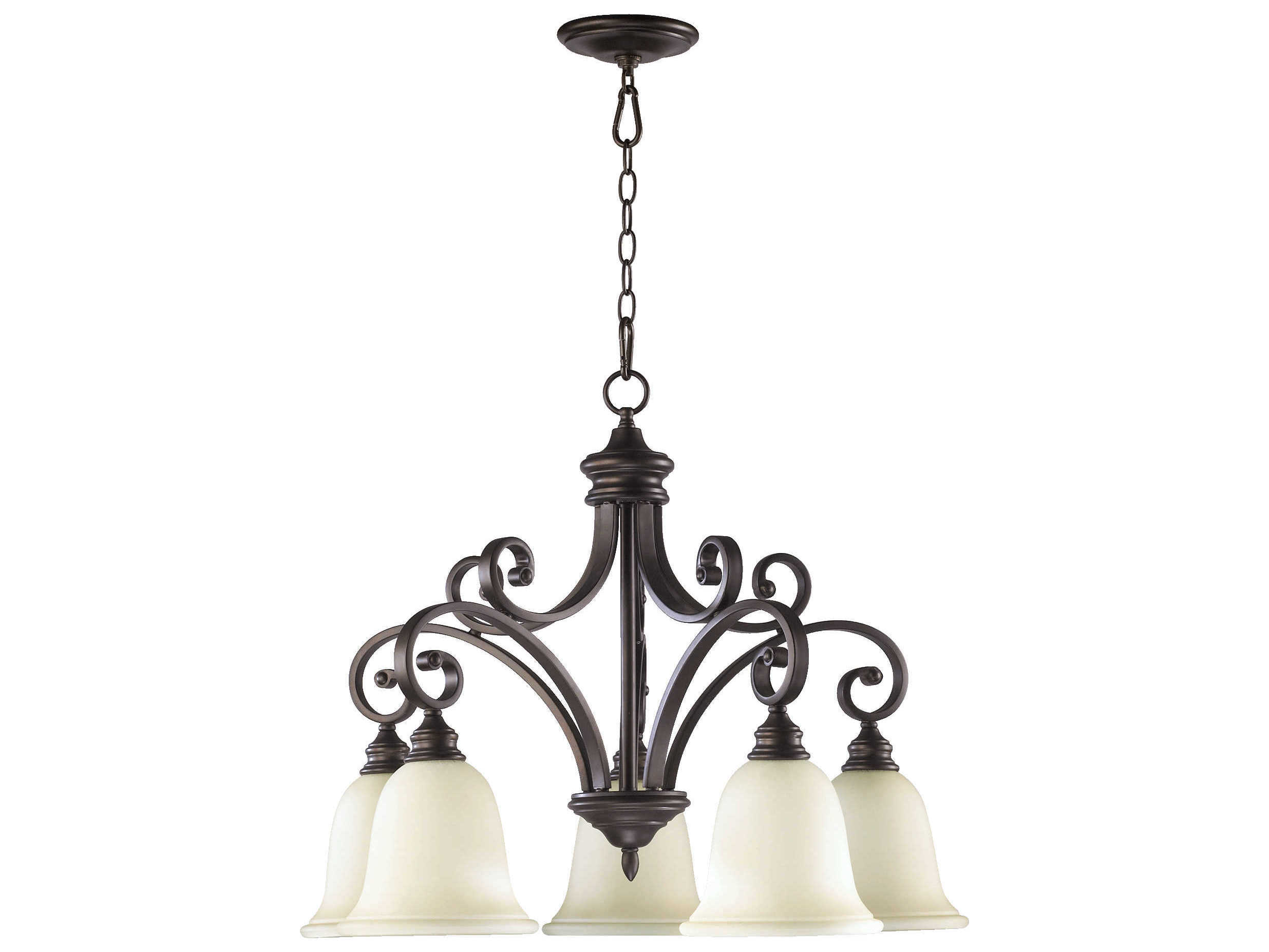 Quorum Bryant 5-Light Oiled Bronze Glass Bell Chandelier