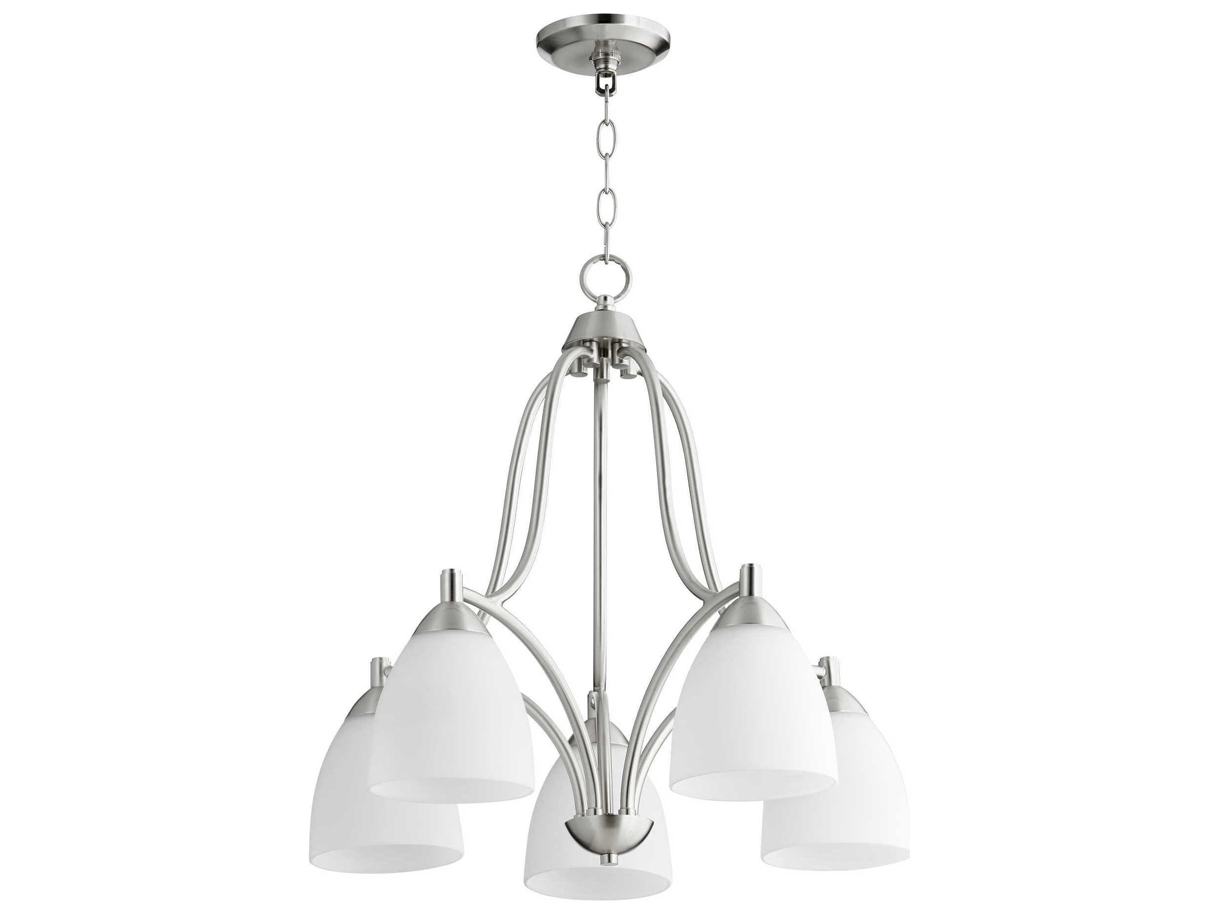 Quorum Barkley 5-Light Satin Nickel Glass Bell Chandelier