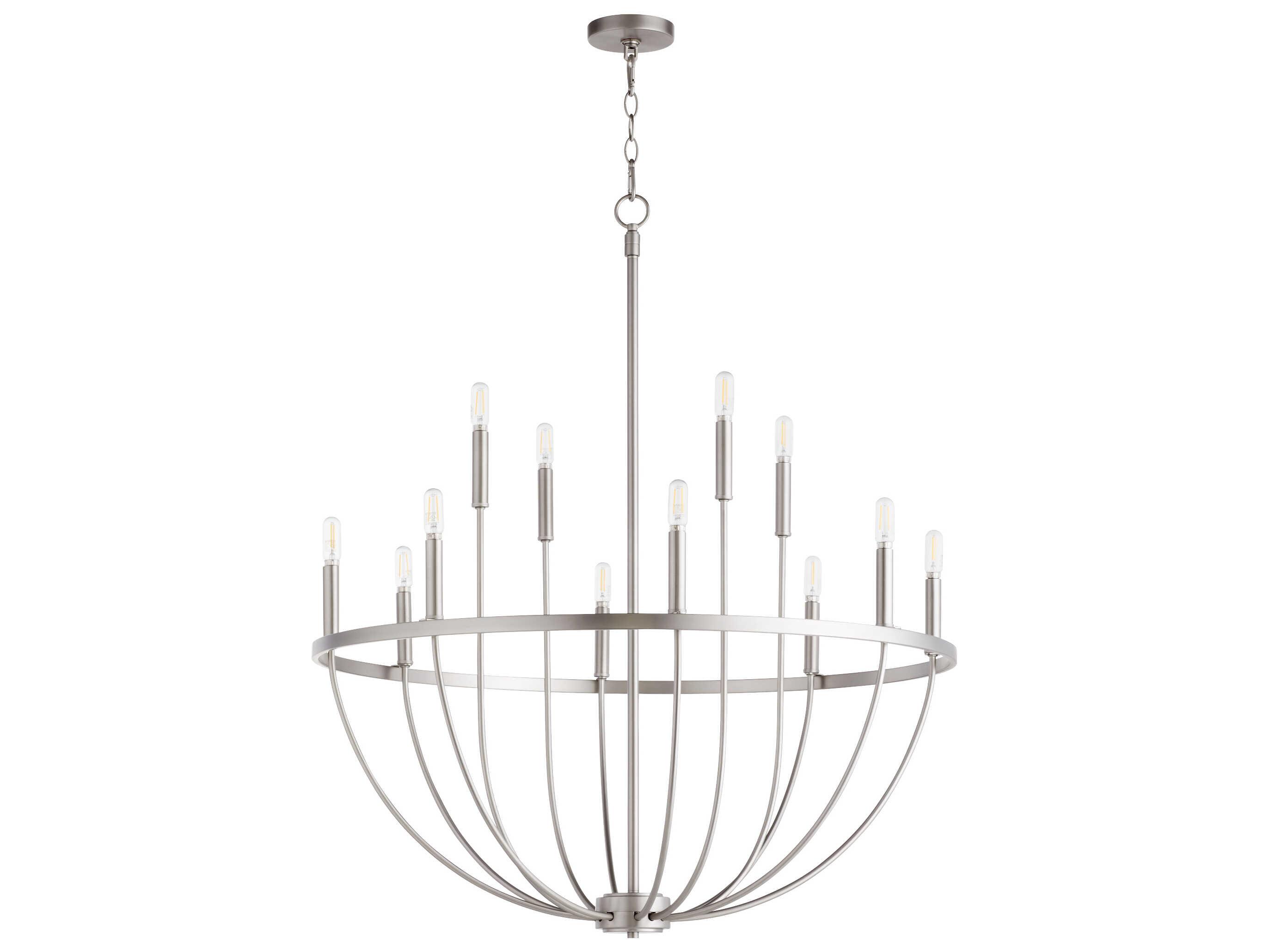 Quorum Tribute 12-Light Satin Nickel Glass Candelabra Chandelier