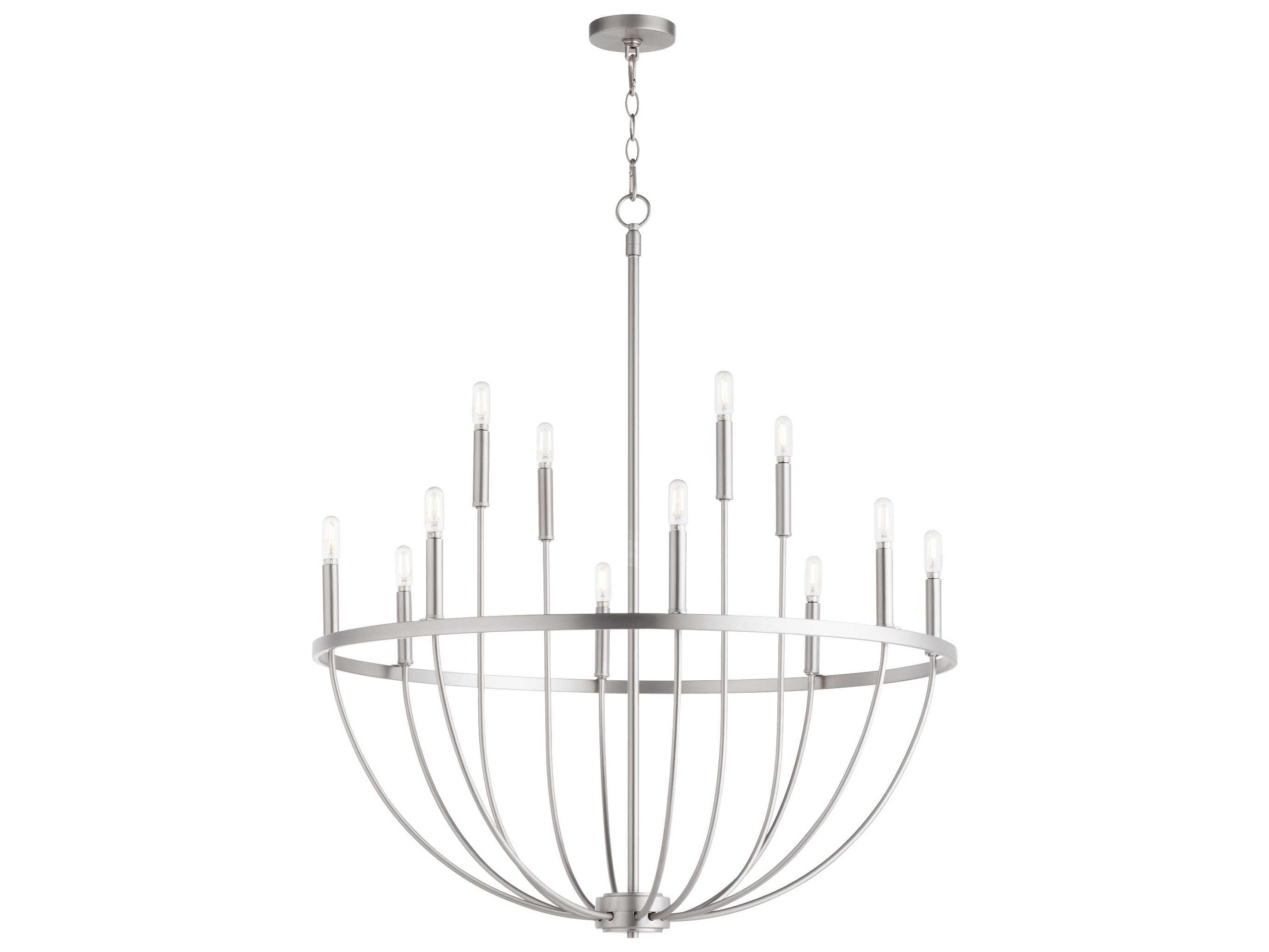 Quorum Tribute 12-Light Satin Nickel Glass Candelabra Chandelier