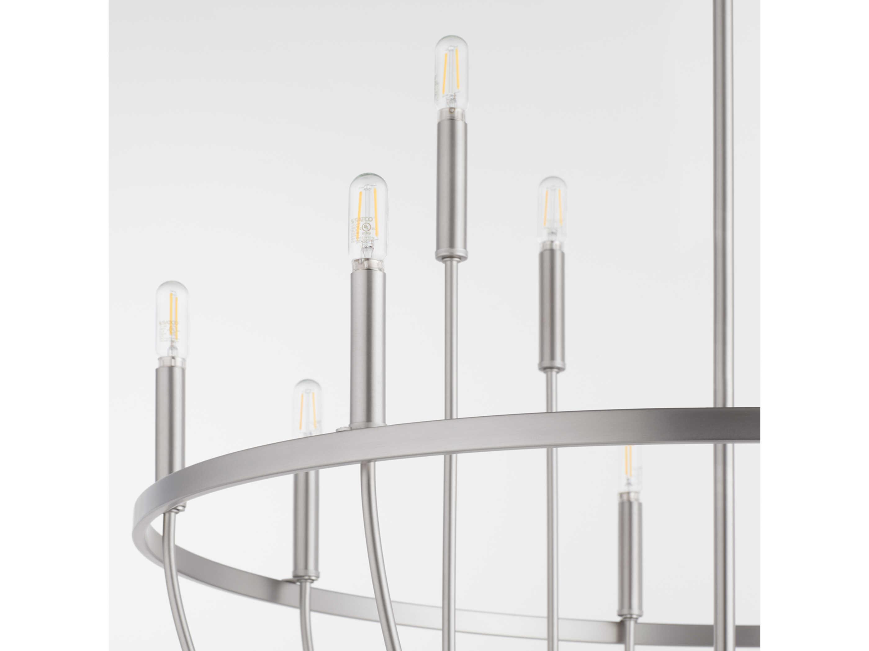 Quorum Tribute 12-Light Satin Nickel Glass Candelabra Chandelier