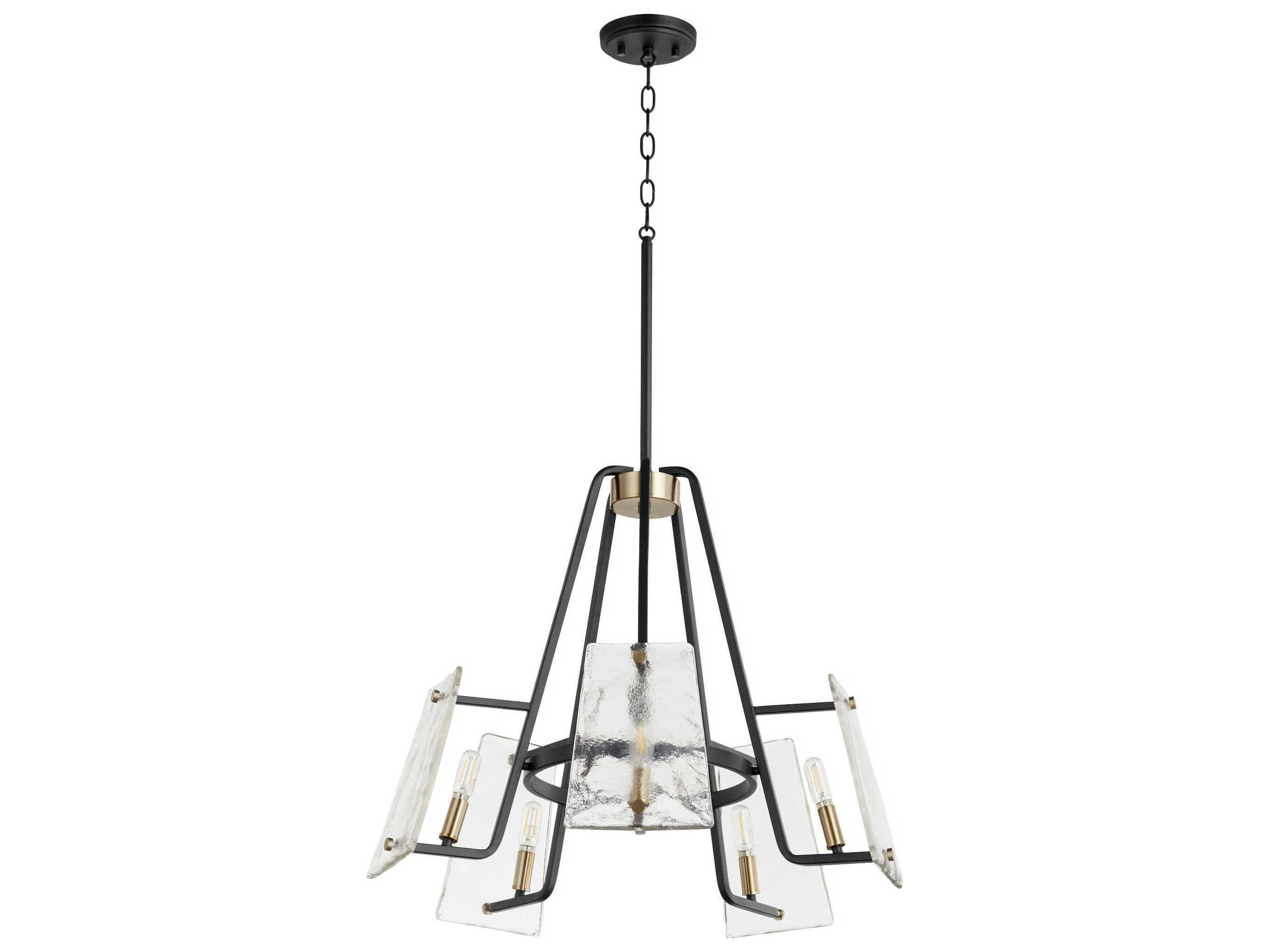 Quorum Tioga 5-Light Noir With Aged Brass Black Glass Candelabra Chandelier