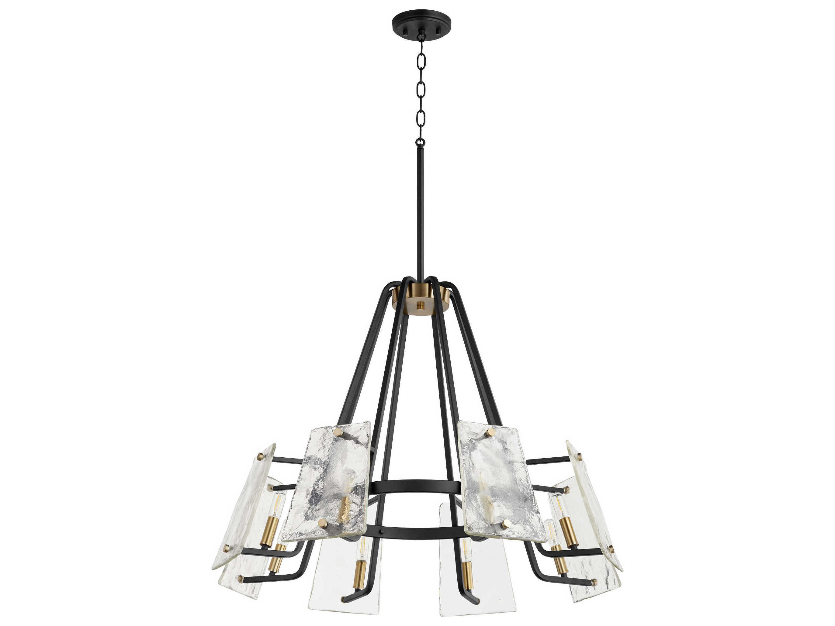 Quorum Tioga 8-Light Noir With Aged Brass Black Glass Candelabra Chandelier