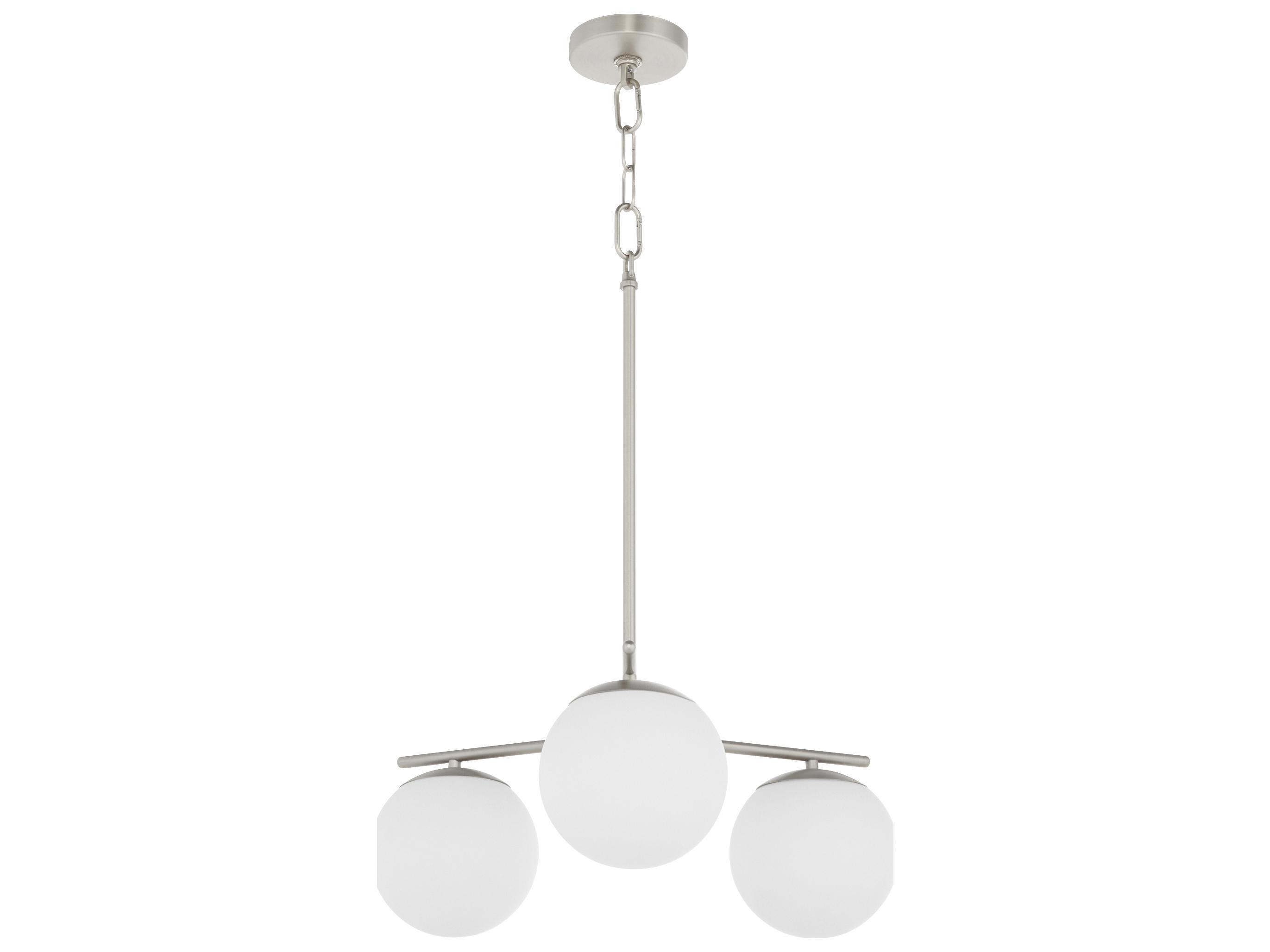 Quorum Jasper 3-Light Satin Nickel Steel Globe Chandelier