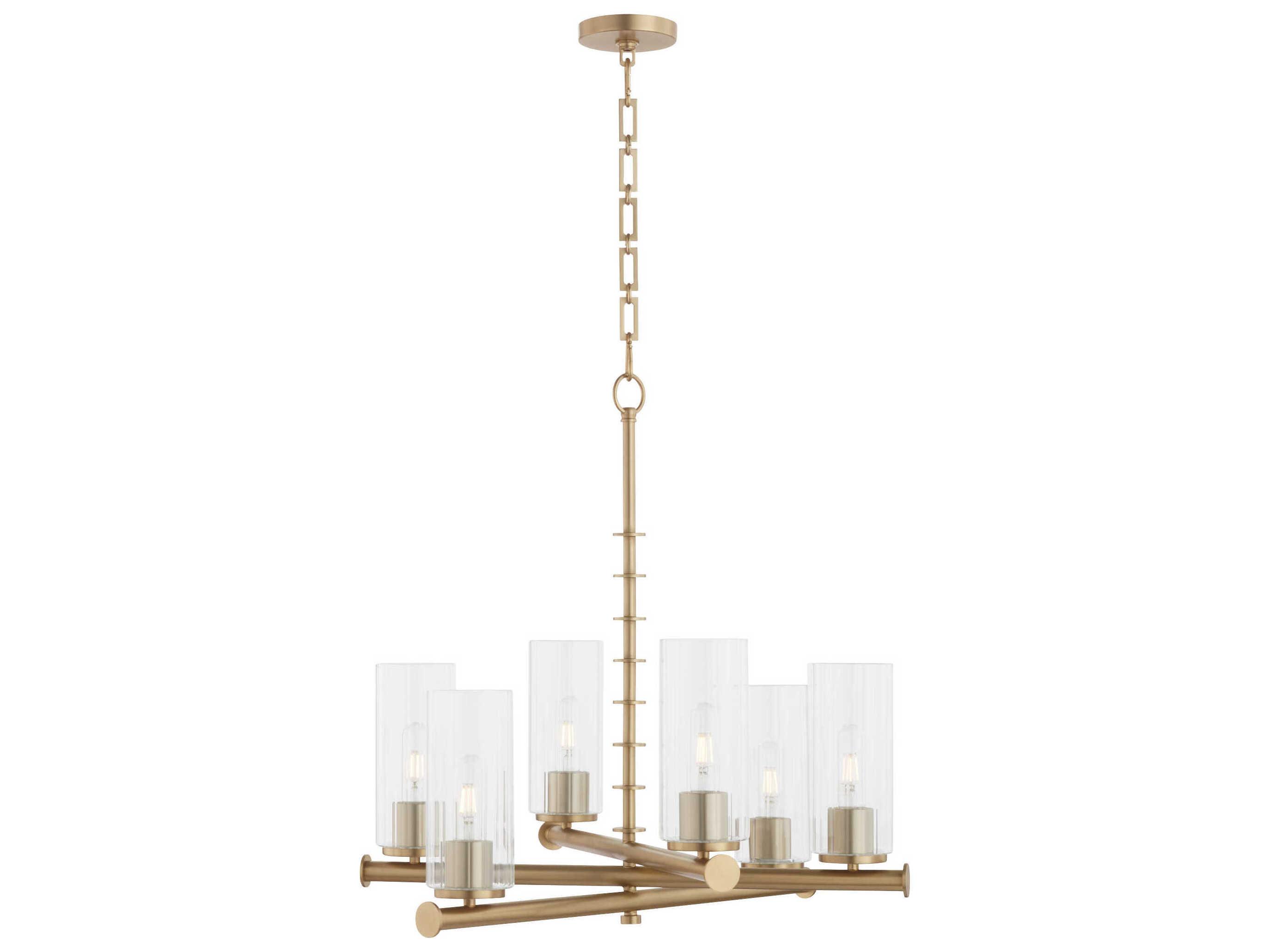 Quorum Mercier 6-Light Aged Brass Cylinder Chandelier