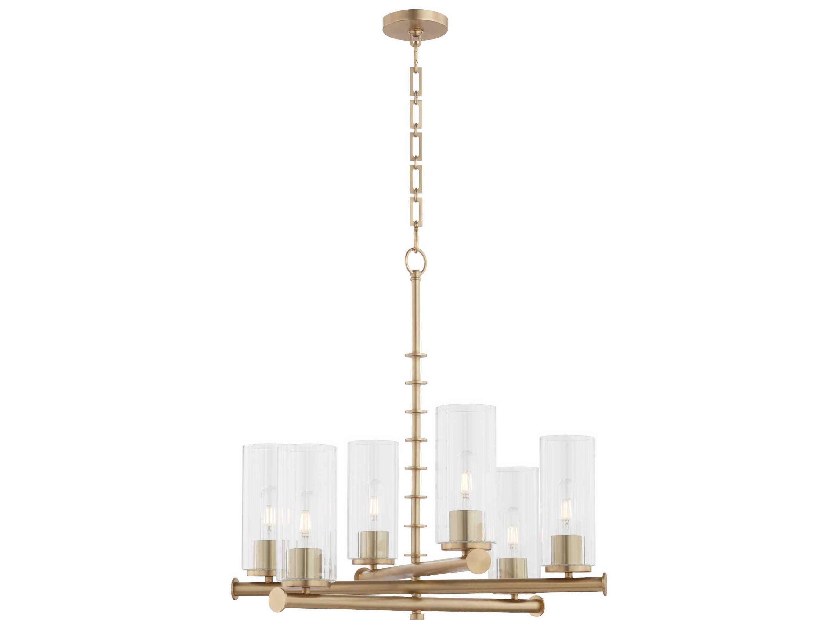 Quorum Mercier 6-Light Aged Brass Cylinder Chandelier