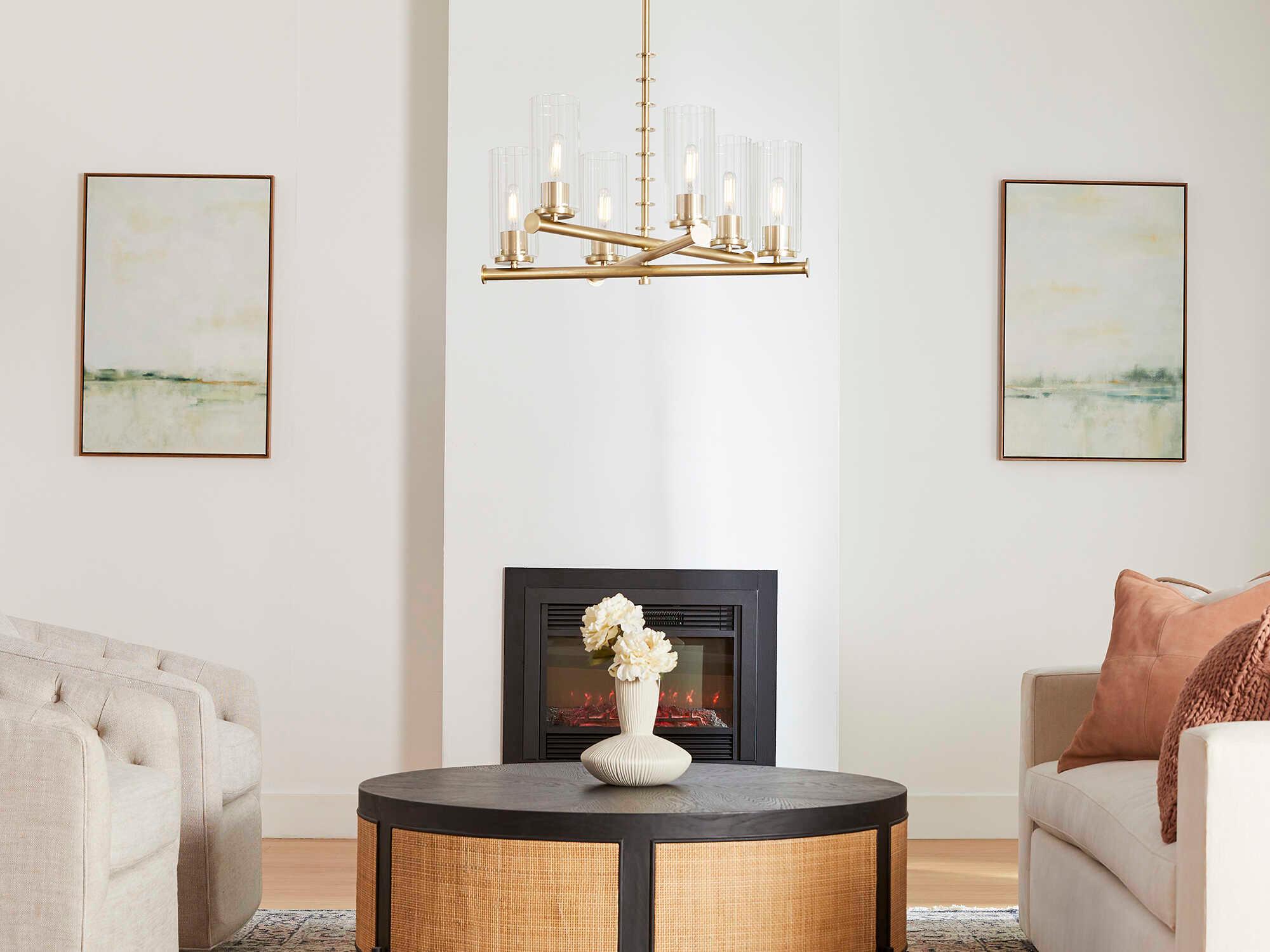 Quorum Mercier 6-Light Aged Brass Cylinder Chandelier