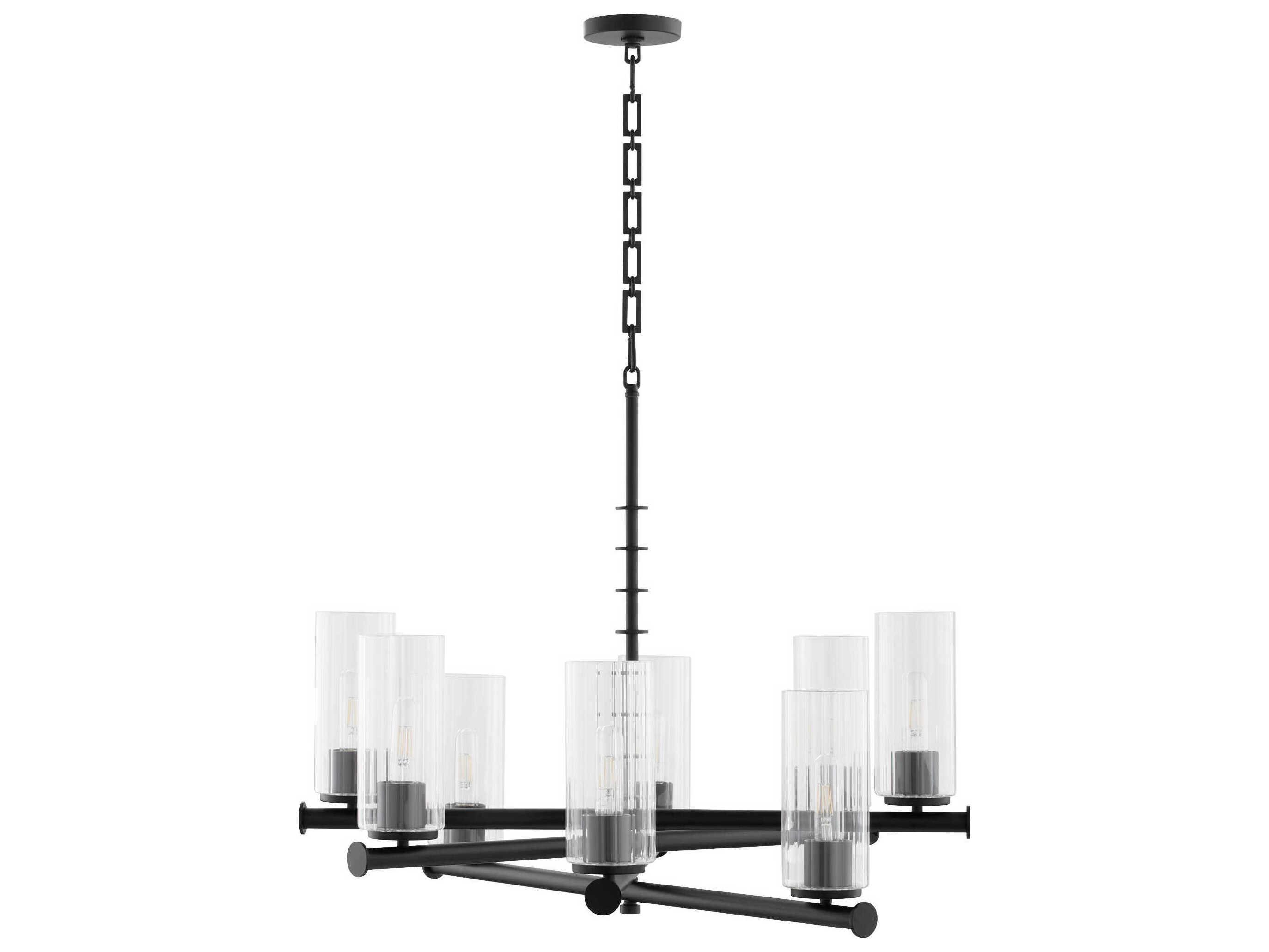 Quorum Mercier 8-Light Matte Black Cylinder Chandelier