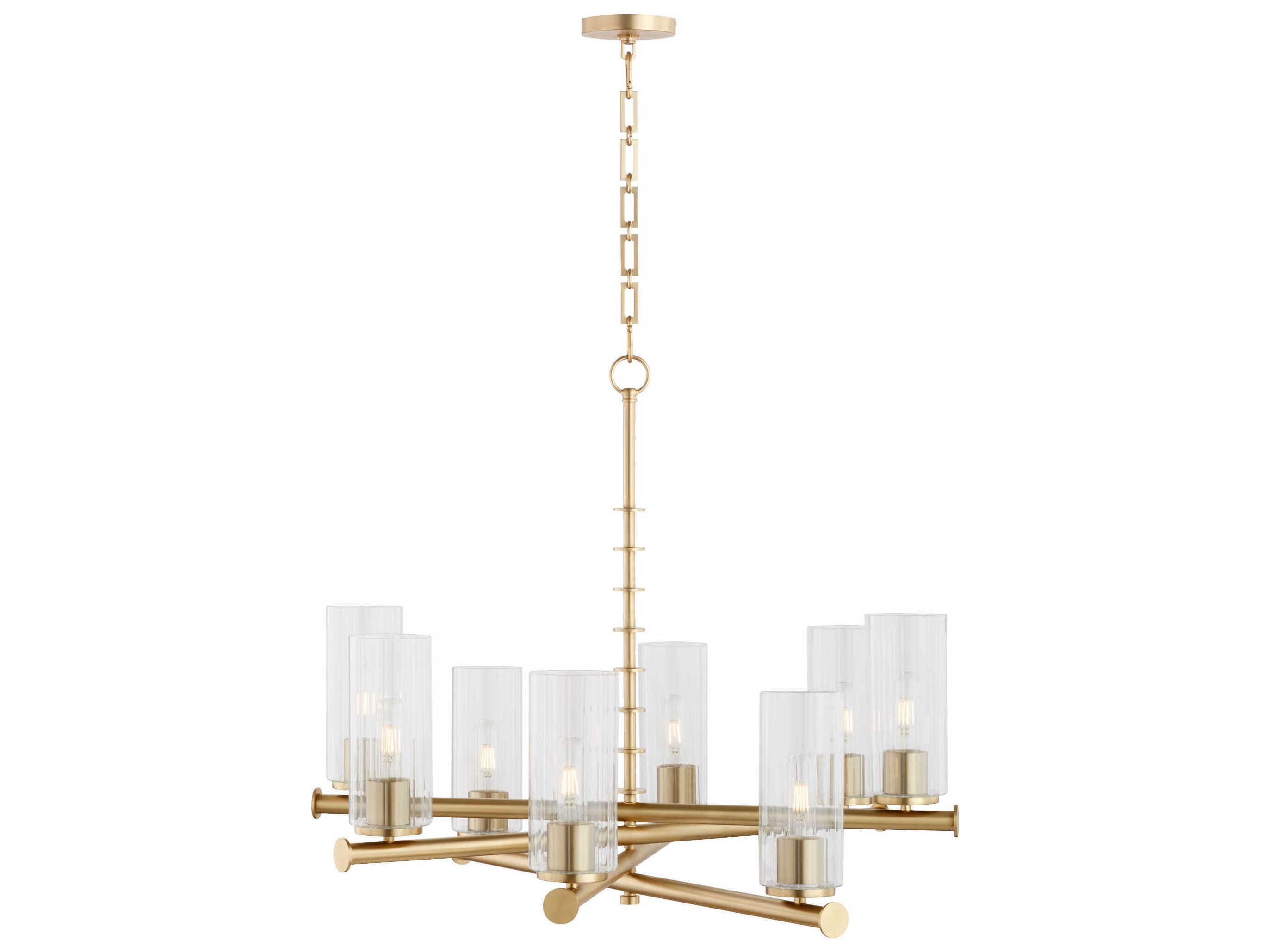 Quorum Mercier 8-Light Aged Brass Cylinder Chandelier