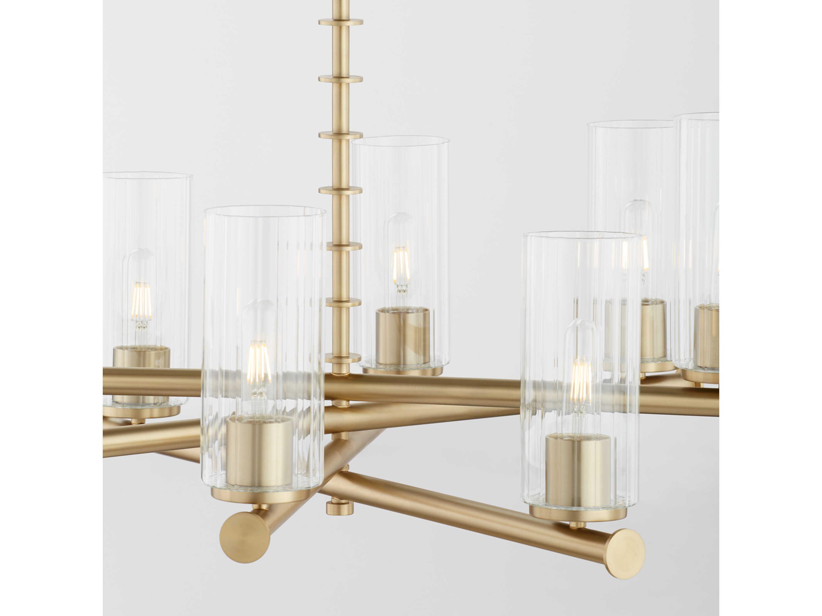 Quorum Mercier 8-Light Aged Brass Cylinder Chandelier