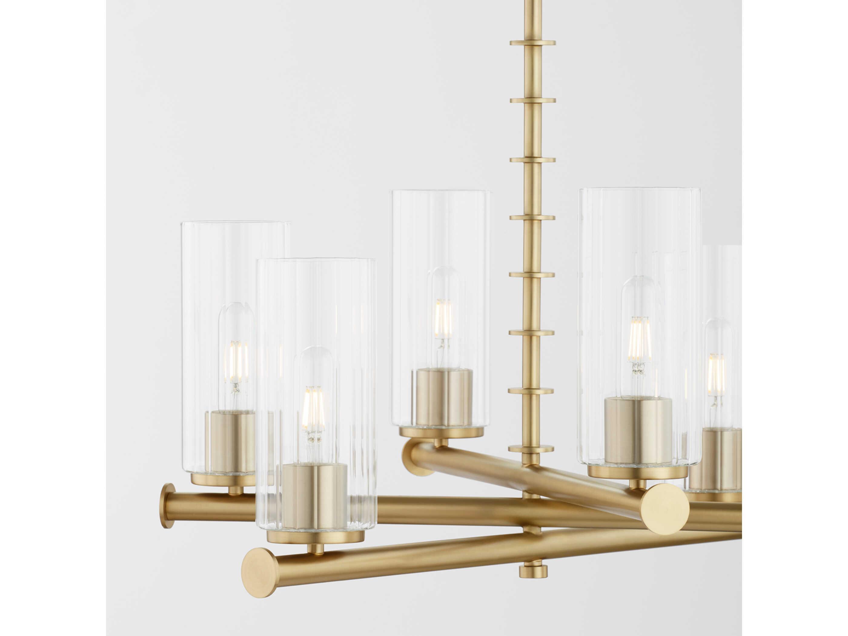 Quorum Mercier 8-Light Aged Brass Cylinder Chandelier