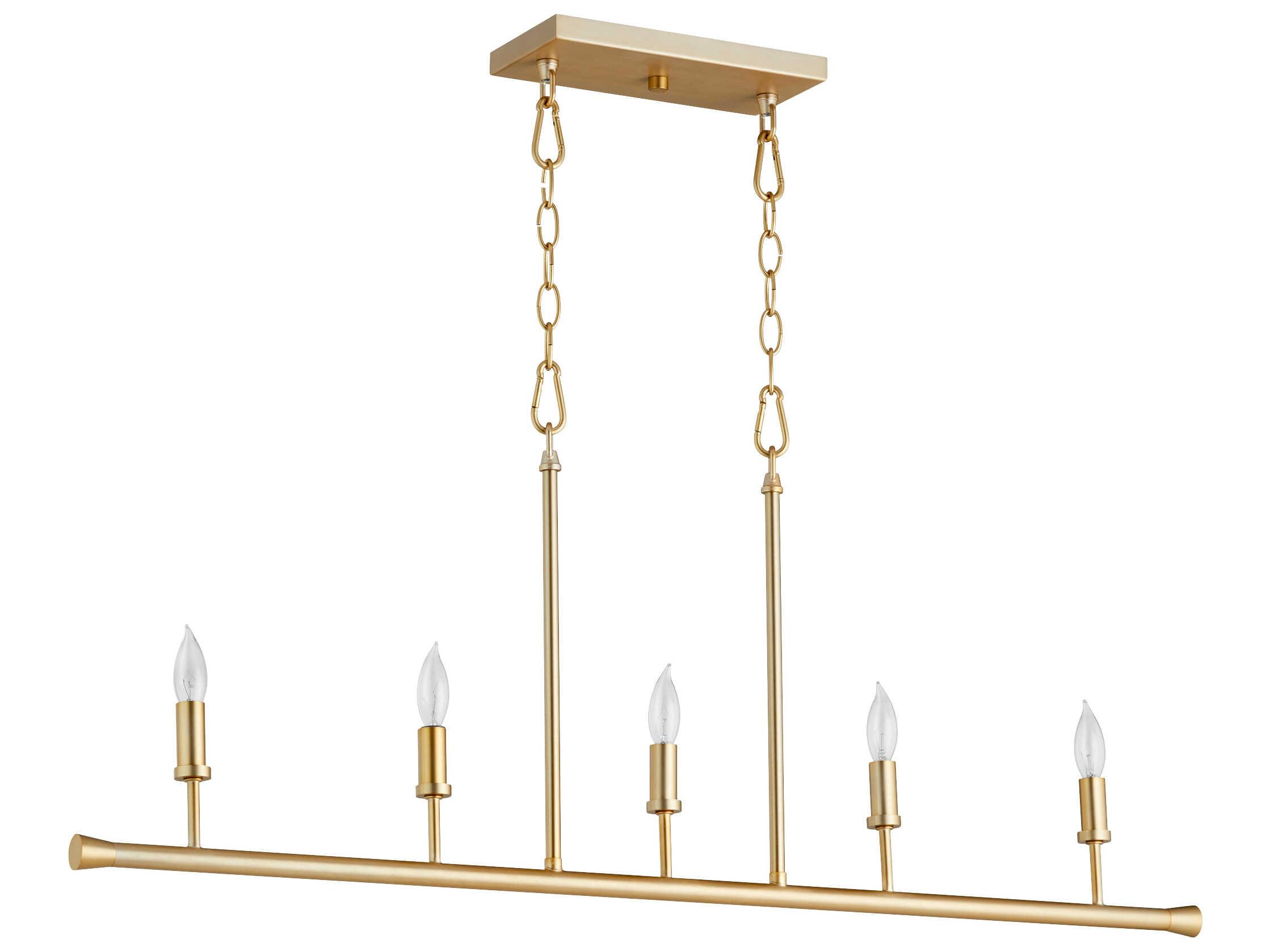 Quorum Harmony 5-Light Aged Brass Cylinder Linear Island Pendant