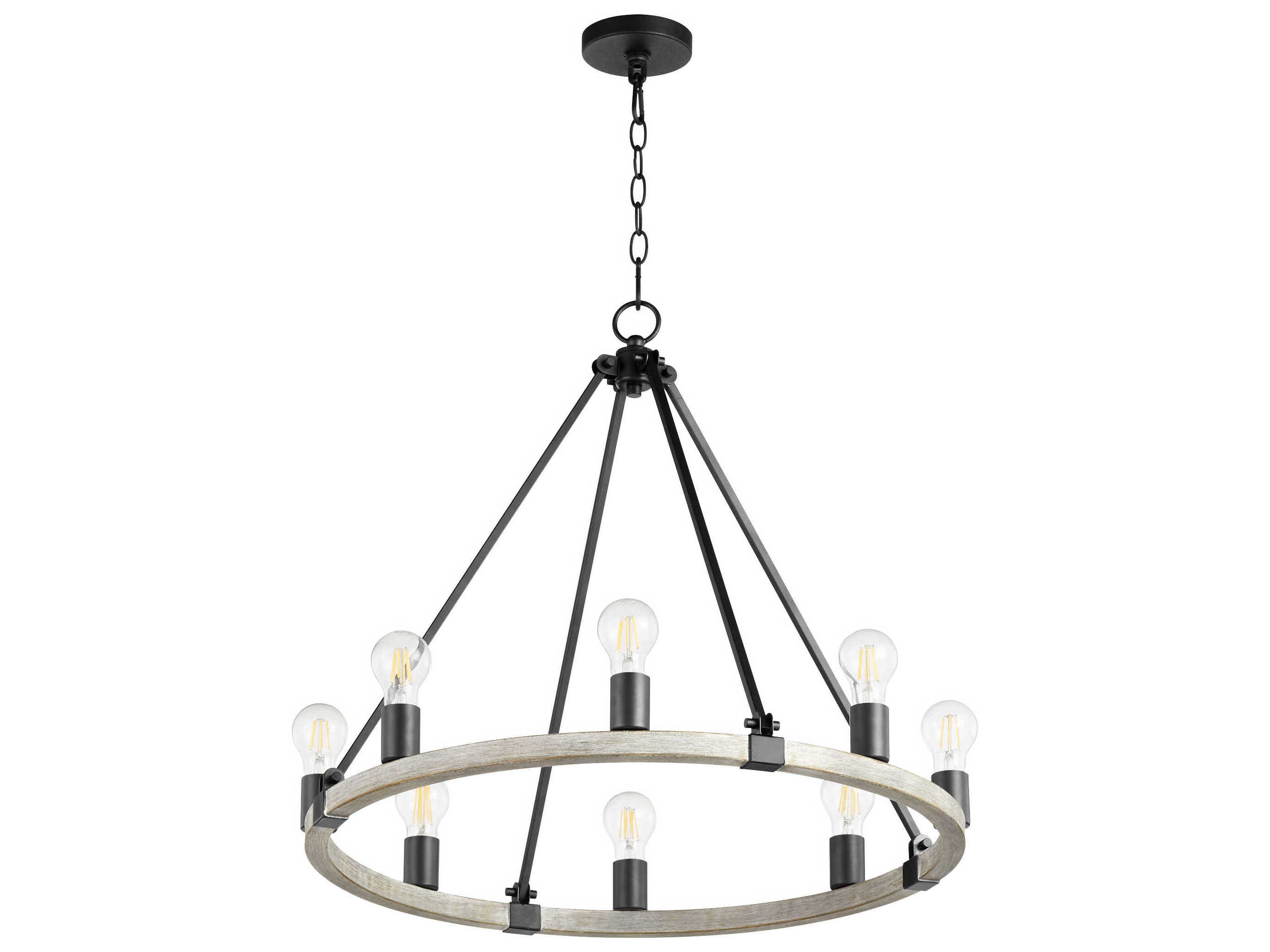Quorum Paxton 8-Light Noir With Weathered Oak Black Round Chandelier