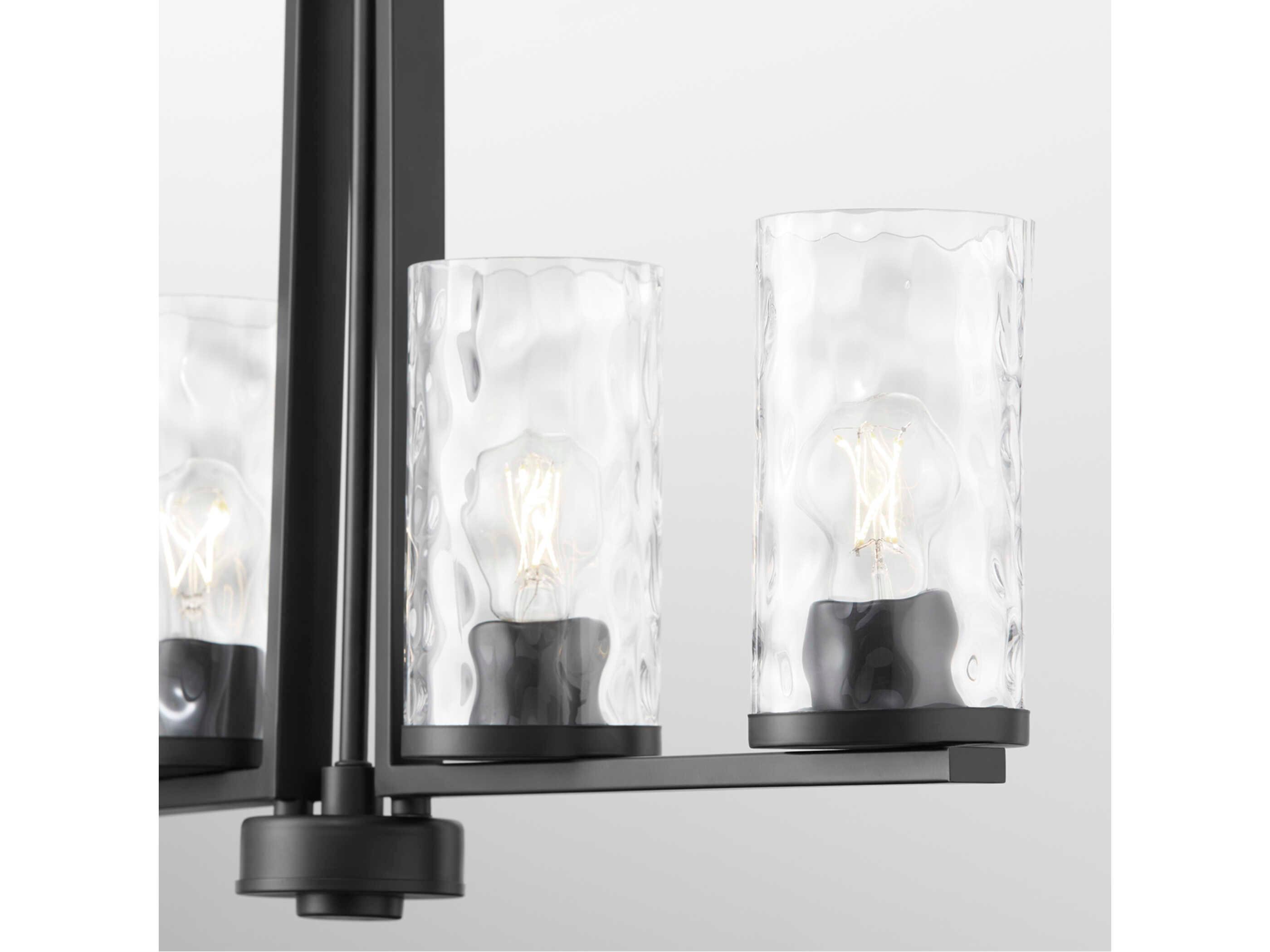 Quorum Steinway 4-Light Matte Black Glass Cylinder Linear Island Pendant