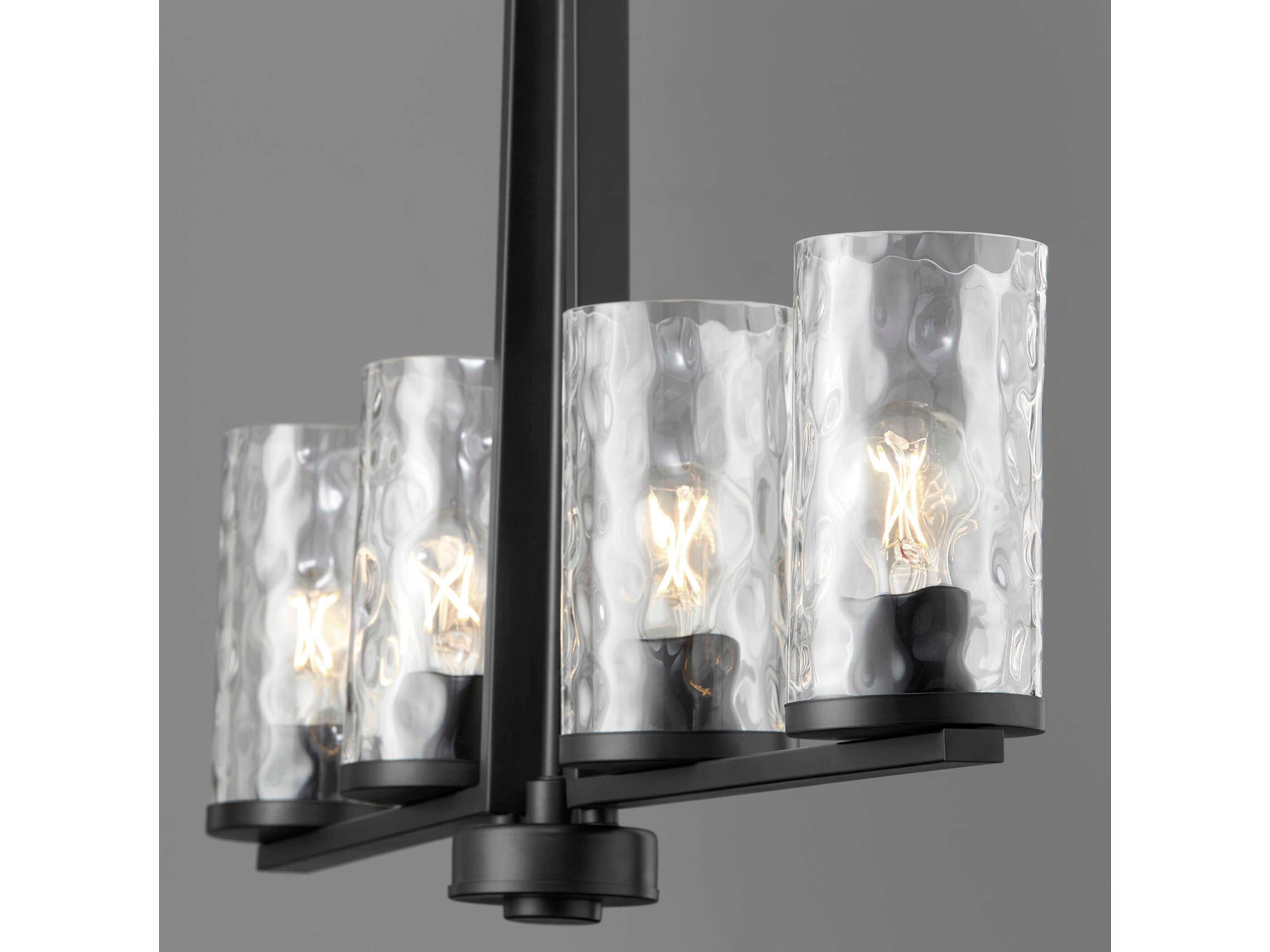 Quorum Steinway 4-Light Matte Black Glass Cylinder Linear Island Pendant