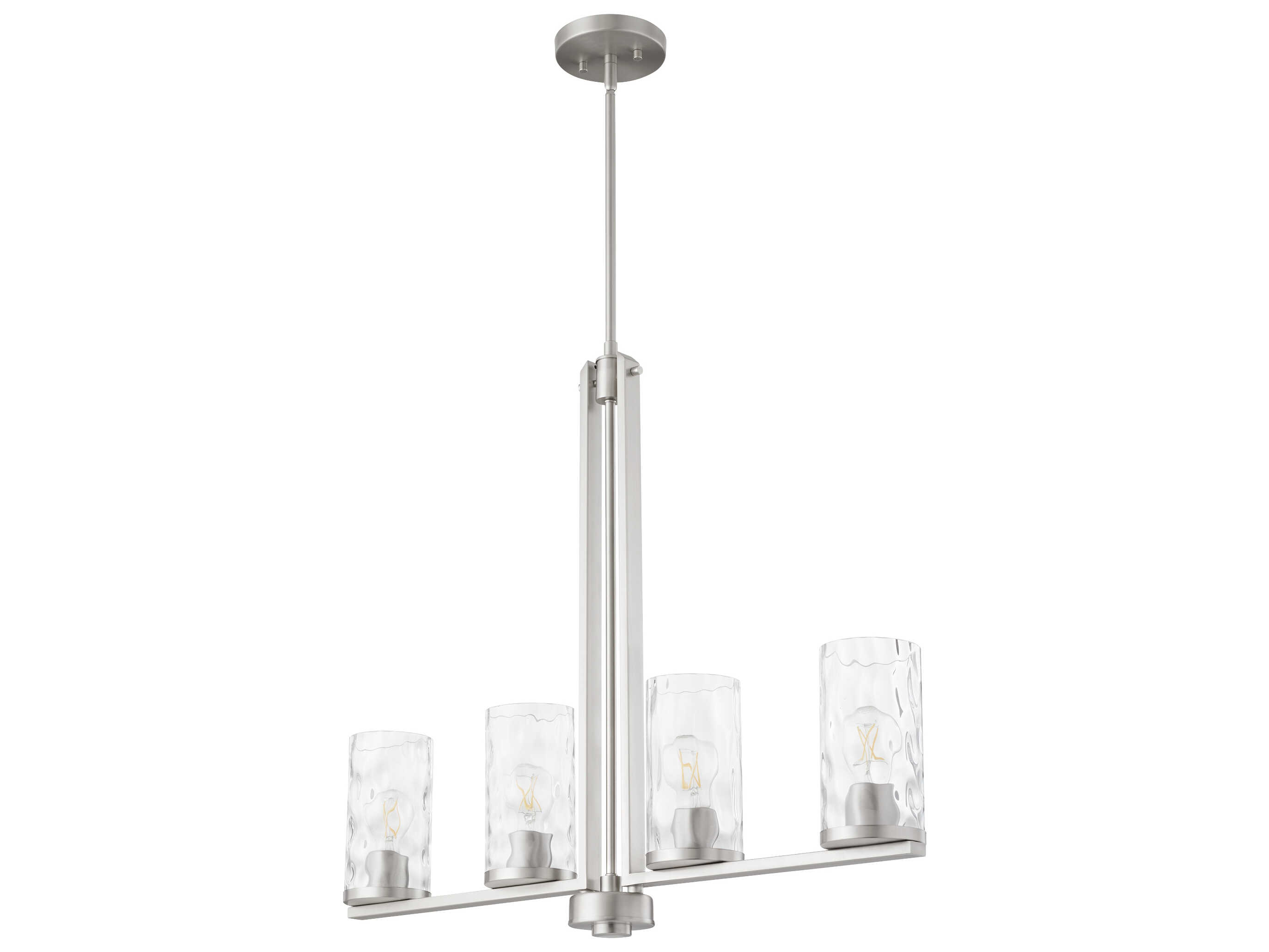 Quorum Steinway 4-Light Satin Nickel Glass Cylinder Linear Island Pendant