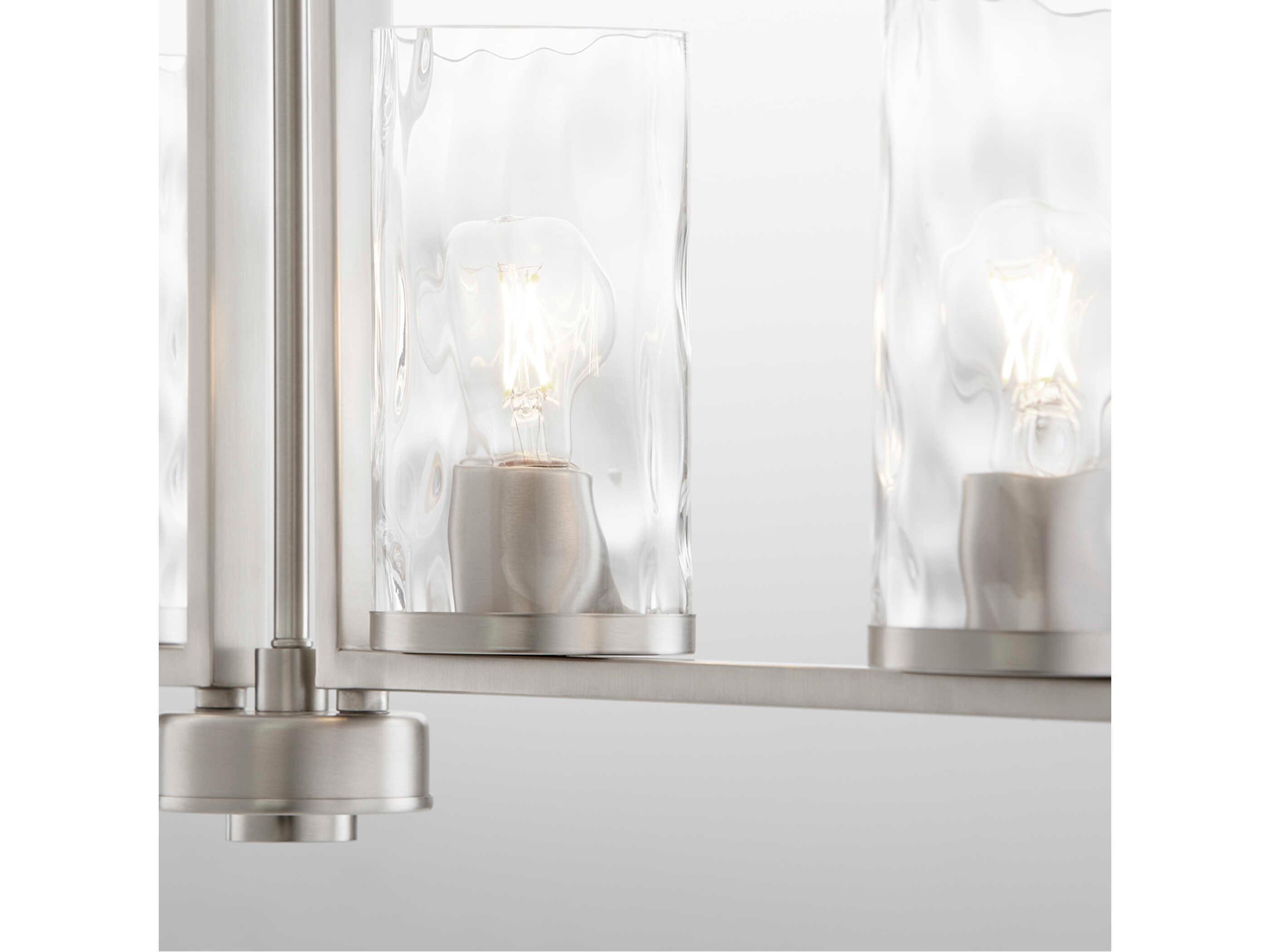 Quorum Steinway 4-Light Satin Nickel Glass Cylinder Linear Island Pendant