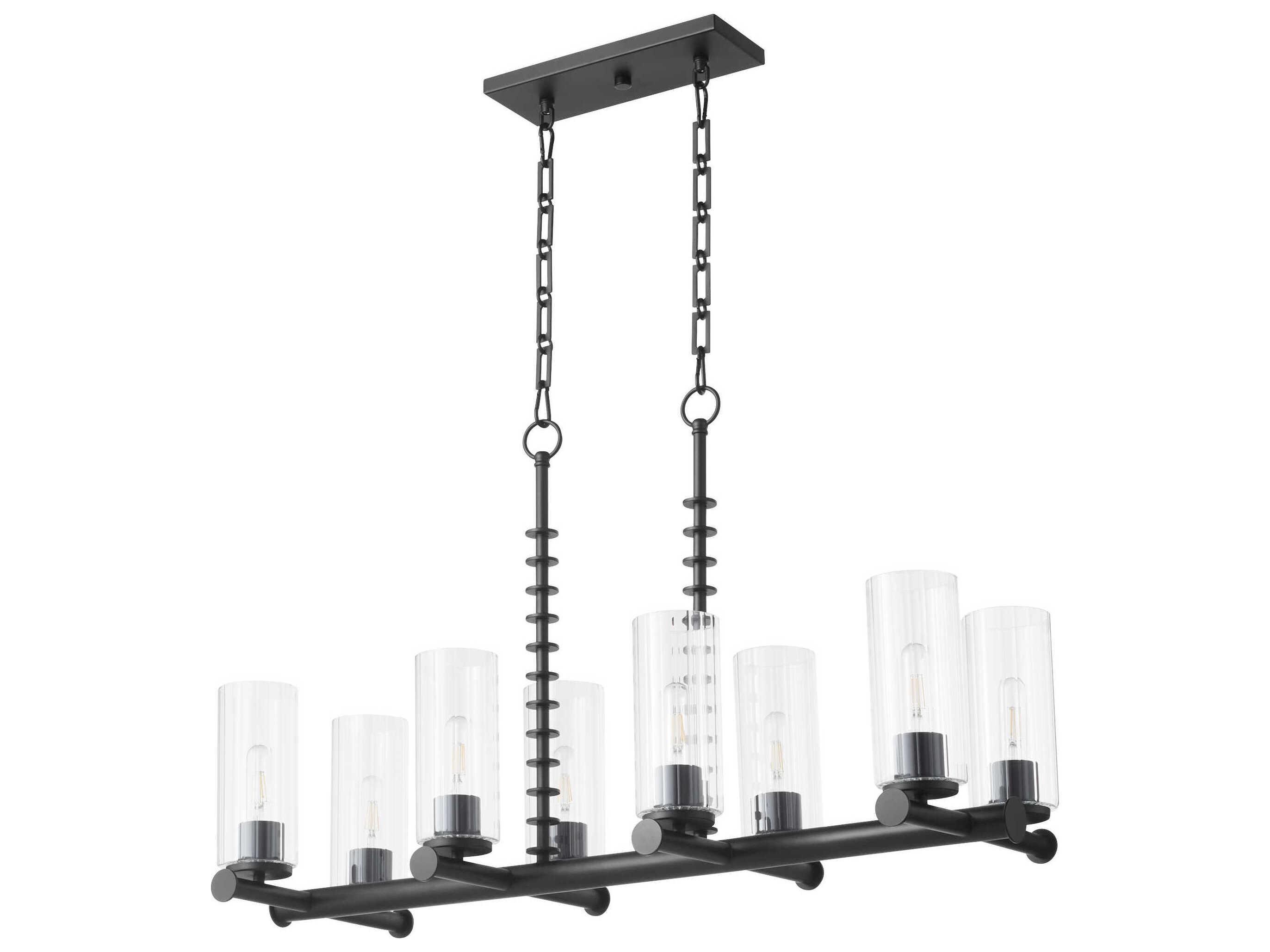 Quorum Mercier 8-Light Matte Black Cylinder Island Pendant