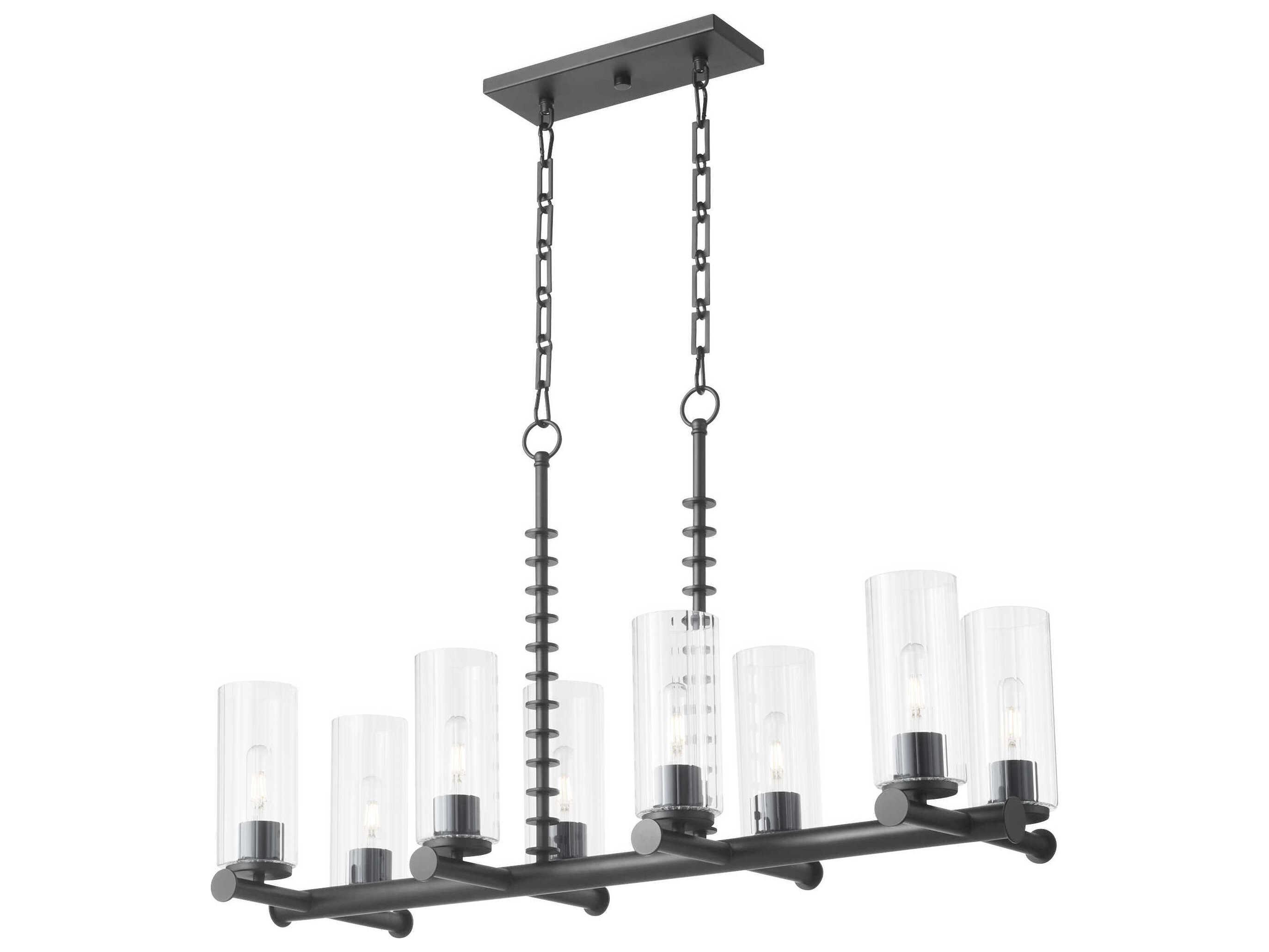 Quorum Mercier 8-Light Matte Black Cylinder Island Pendant