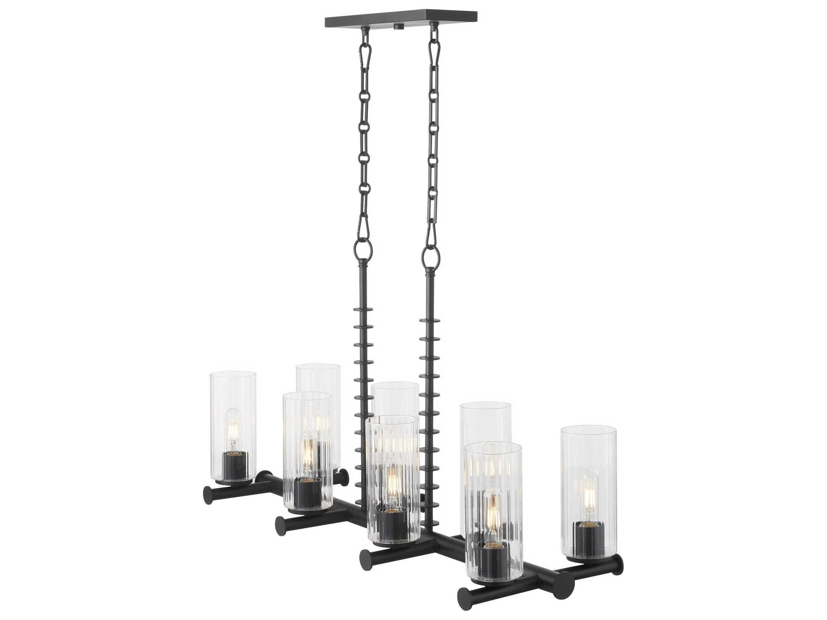 Quorum Mercier 8-Light Matte Black Cylinder Island Pendant