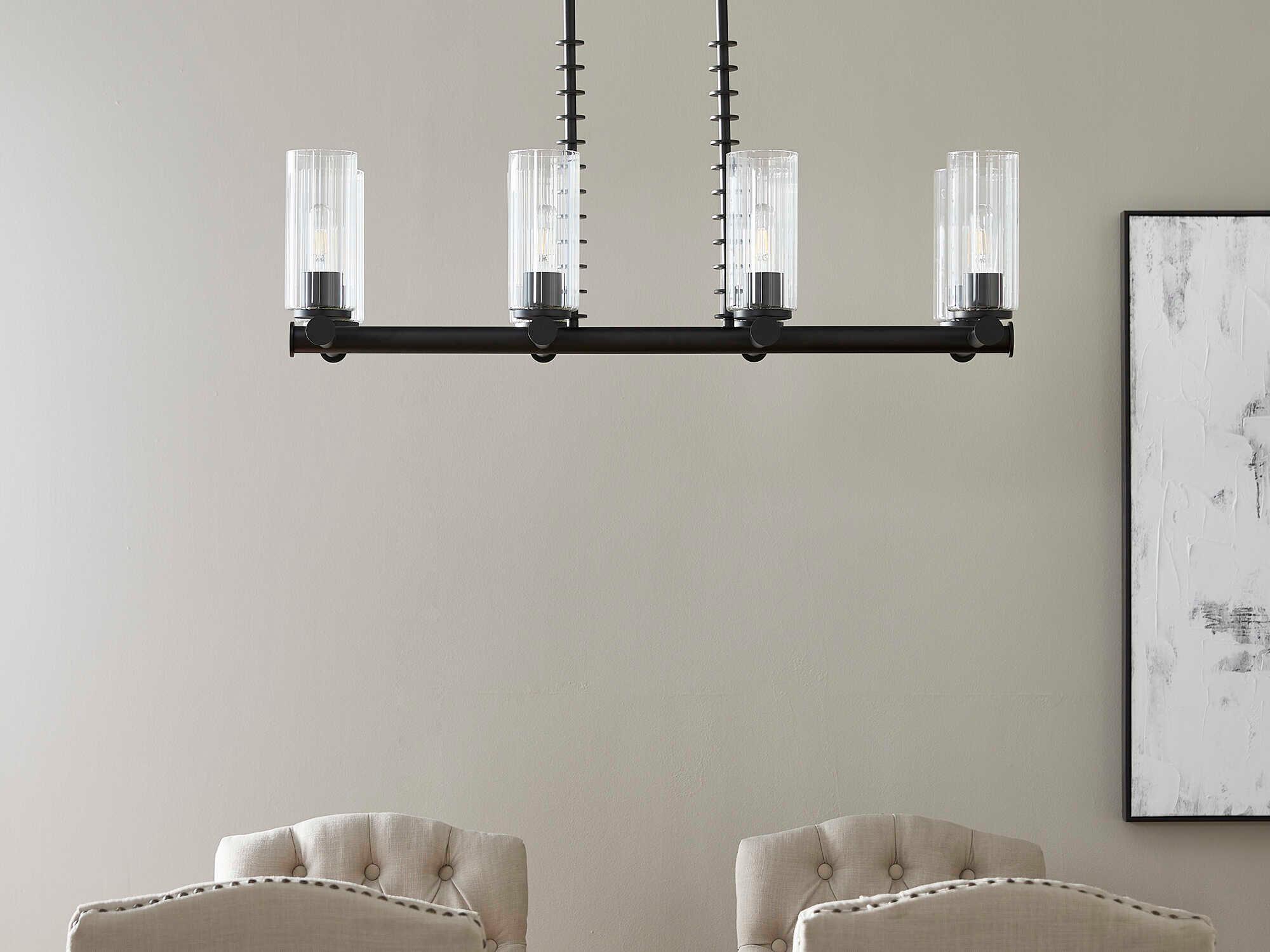 Quorum Mercier 8-Light Matte Black Cylinder Island Pendant