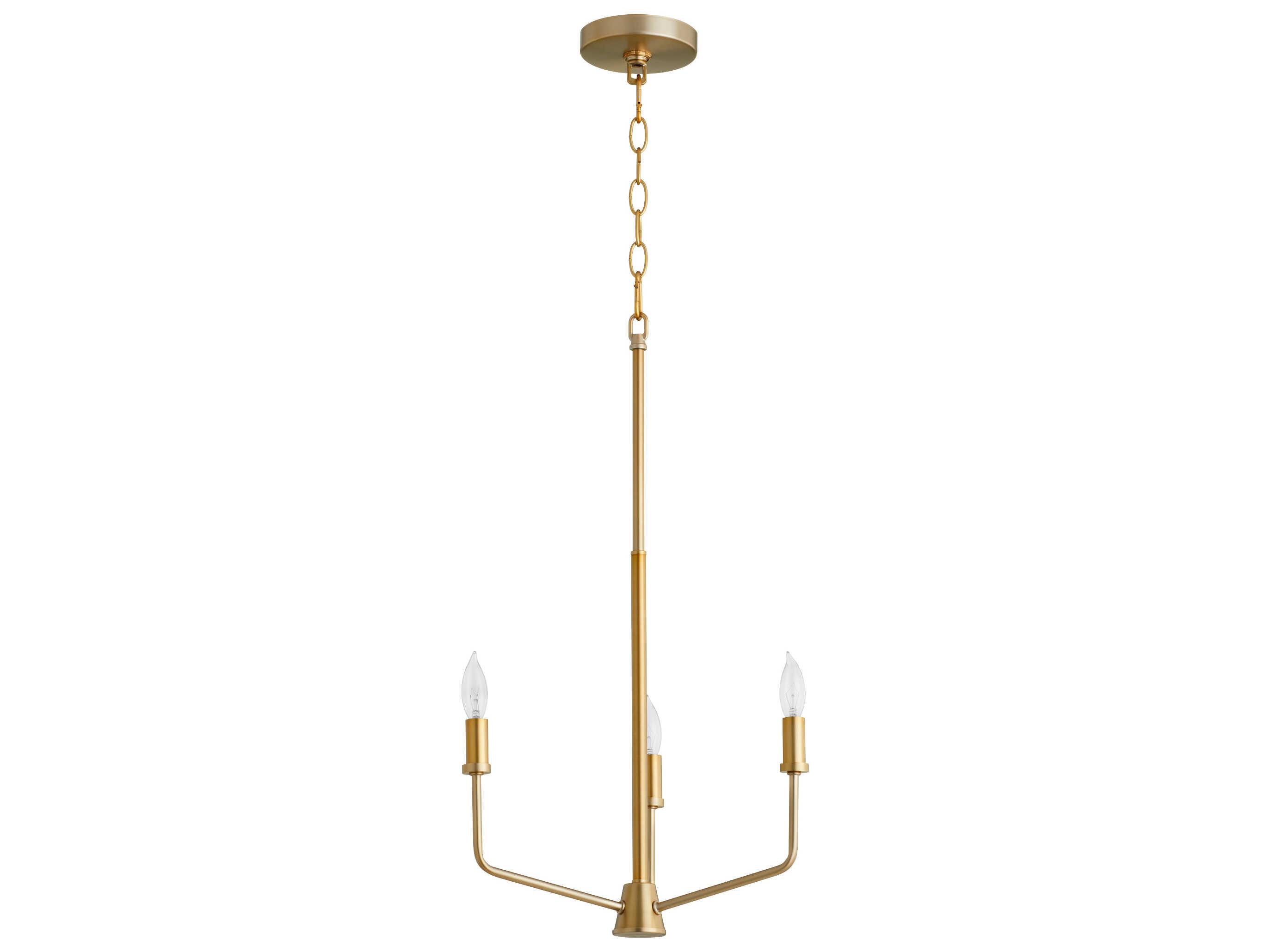 Quorum Harmony 3-Light Aged Brass White Cylinder Chandelier