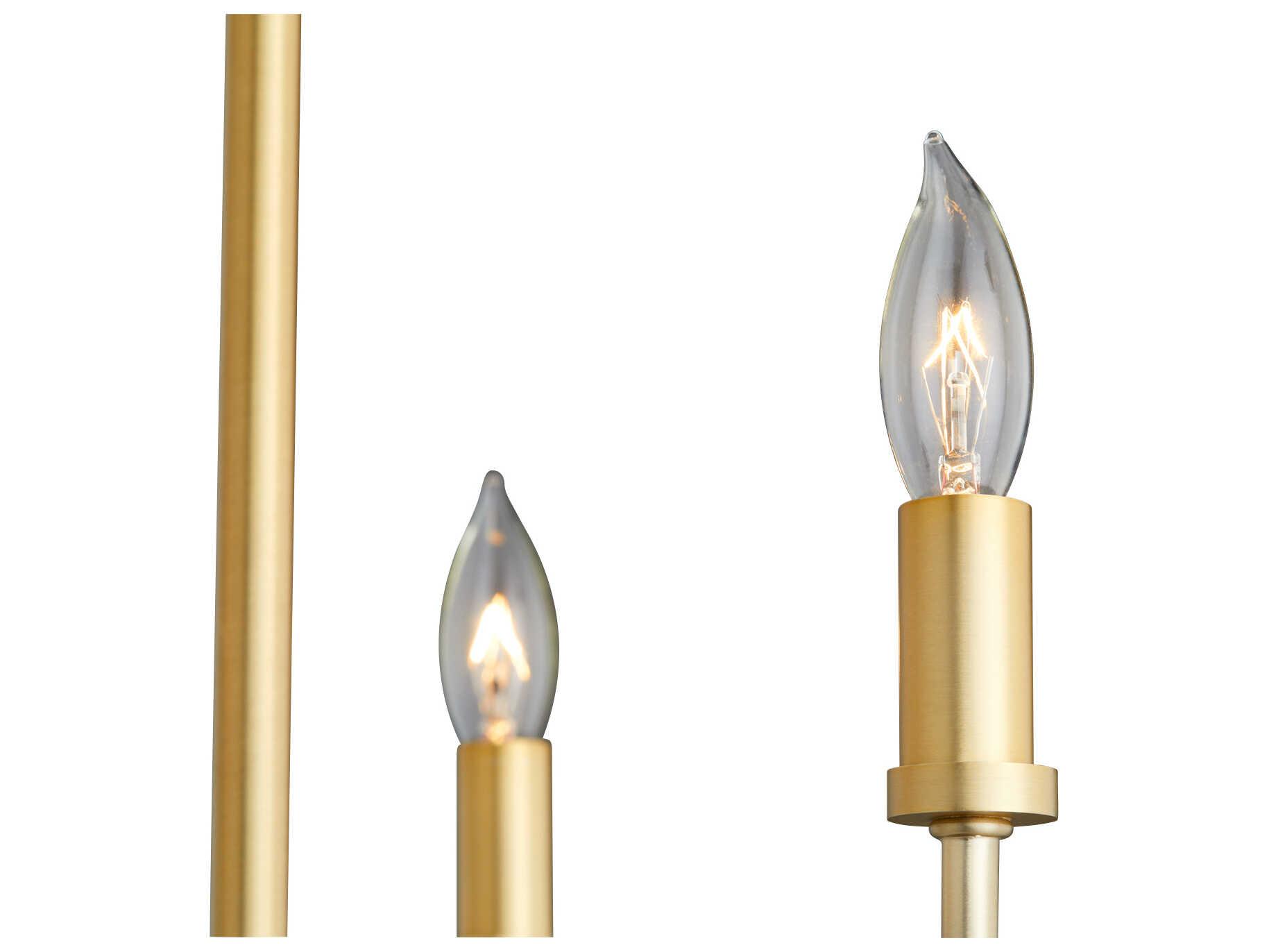 Quorum Harmony 3-Light Aged Brass White Cylinder Chandelier