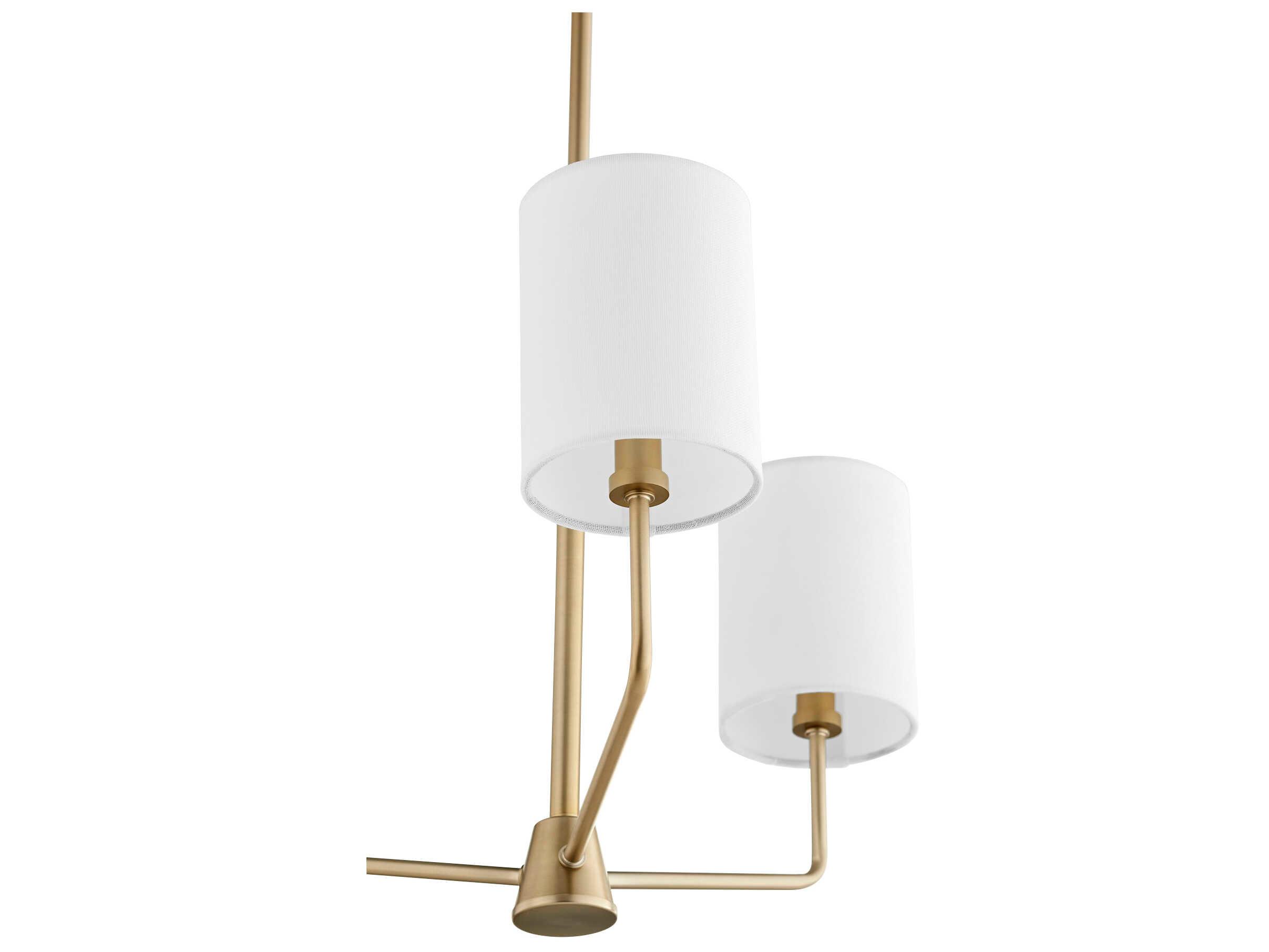 Quorum Harmony 3-Light Aged Brass White Cylinder Chandelier