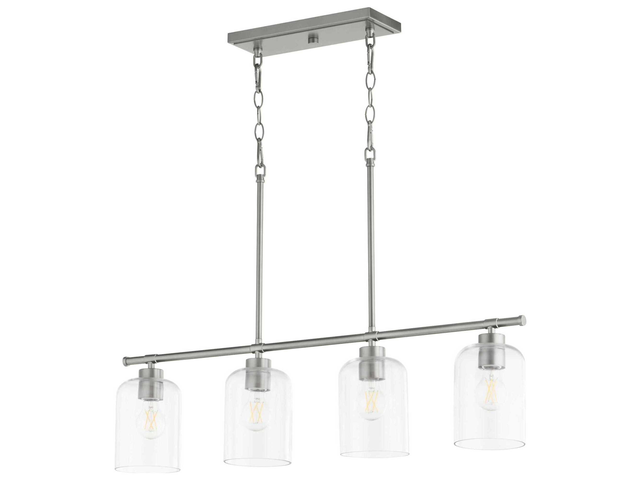 Quorum Tribute 4-Light Satin Nickel Glass Linear Island Pendant