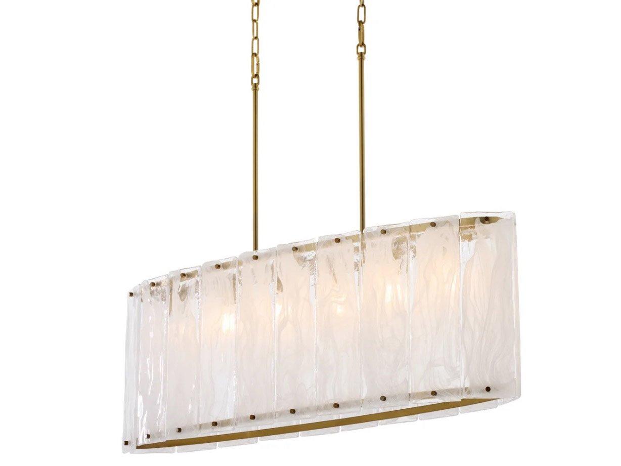 Quorum Prestige 6-Light Aged Brass Black Geometric Linear Island Pendant