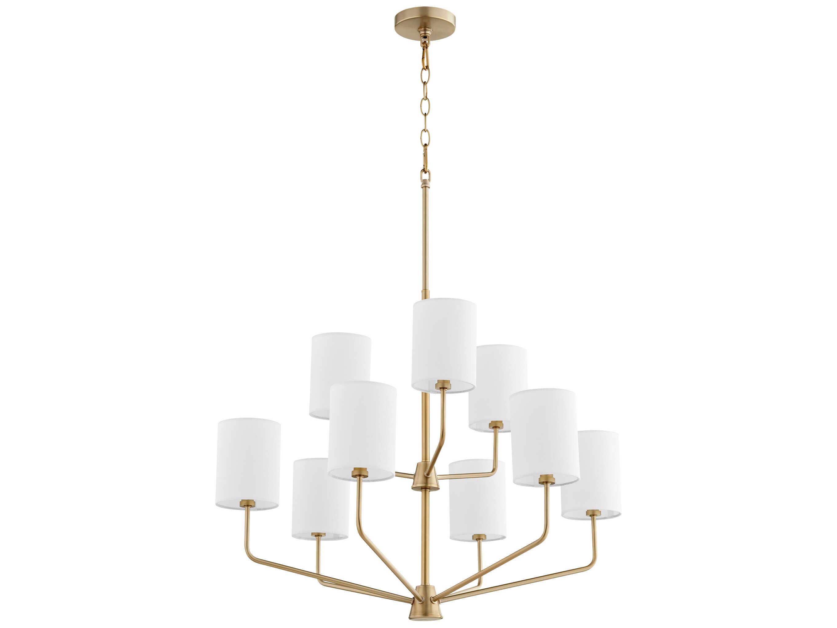 Quorum Harmony 9-Light Aged Brass Candelabra Cylinder Chandelier