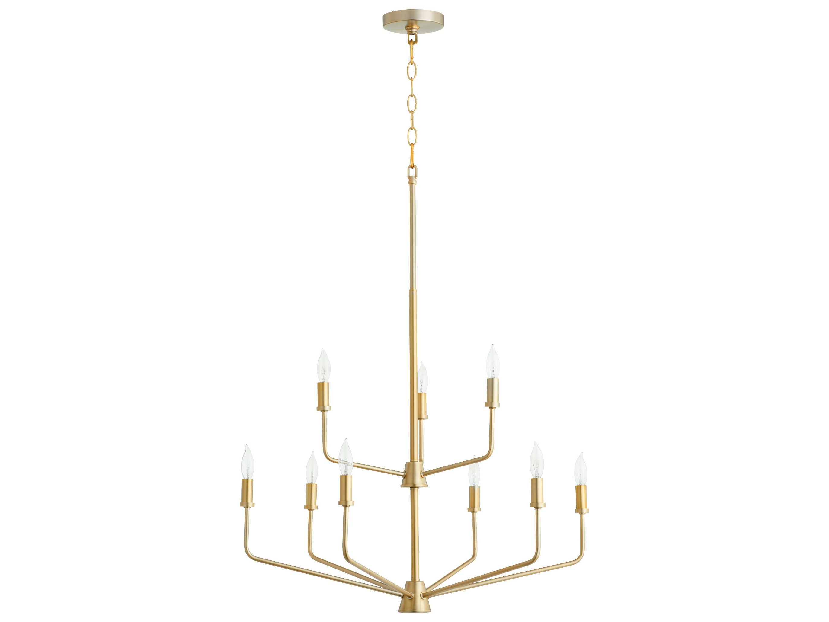 Quorum Harmony 9-Light Aged Brass Candelabra Cylinder Chandelier