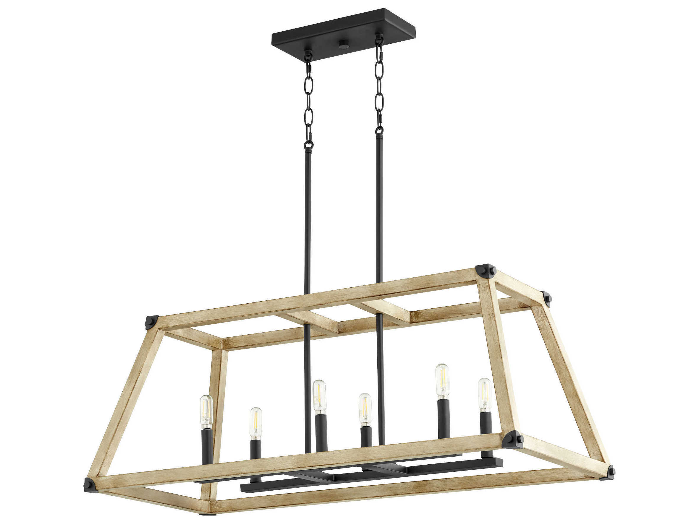 Quorum Alpine 6-Light Noir Driftwood Black Geometric Island Pendant