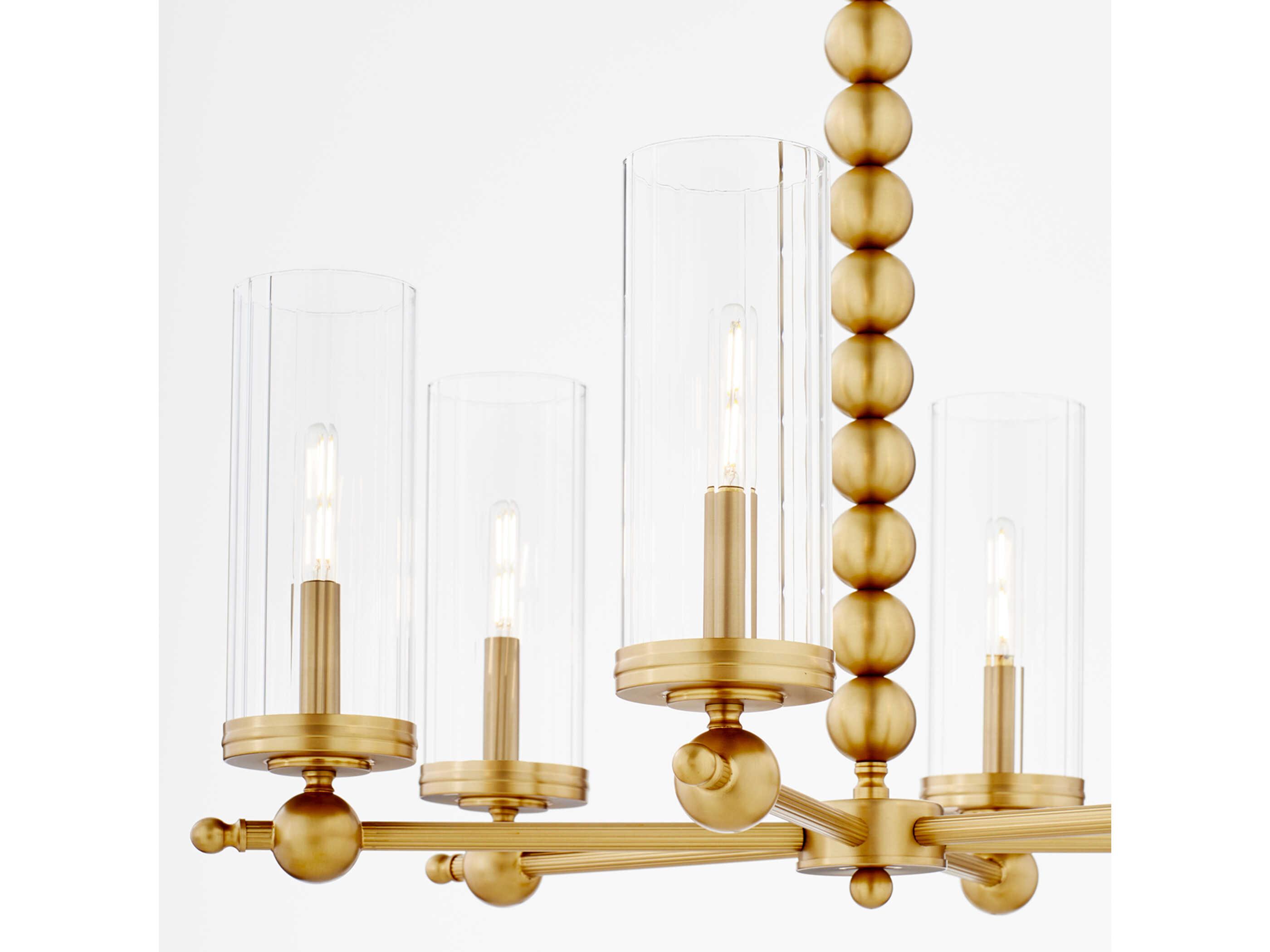 Quorum Lee Boulevard 6-Light Aged Brass Cylinder Chandelier