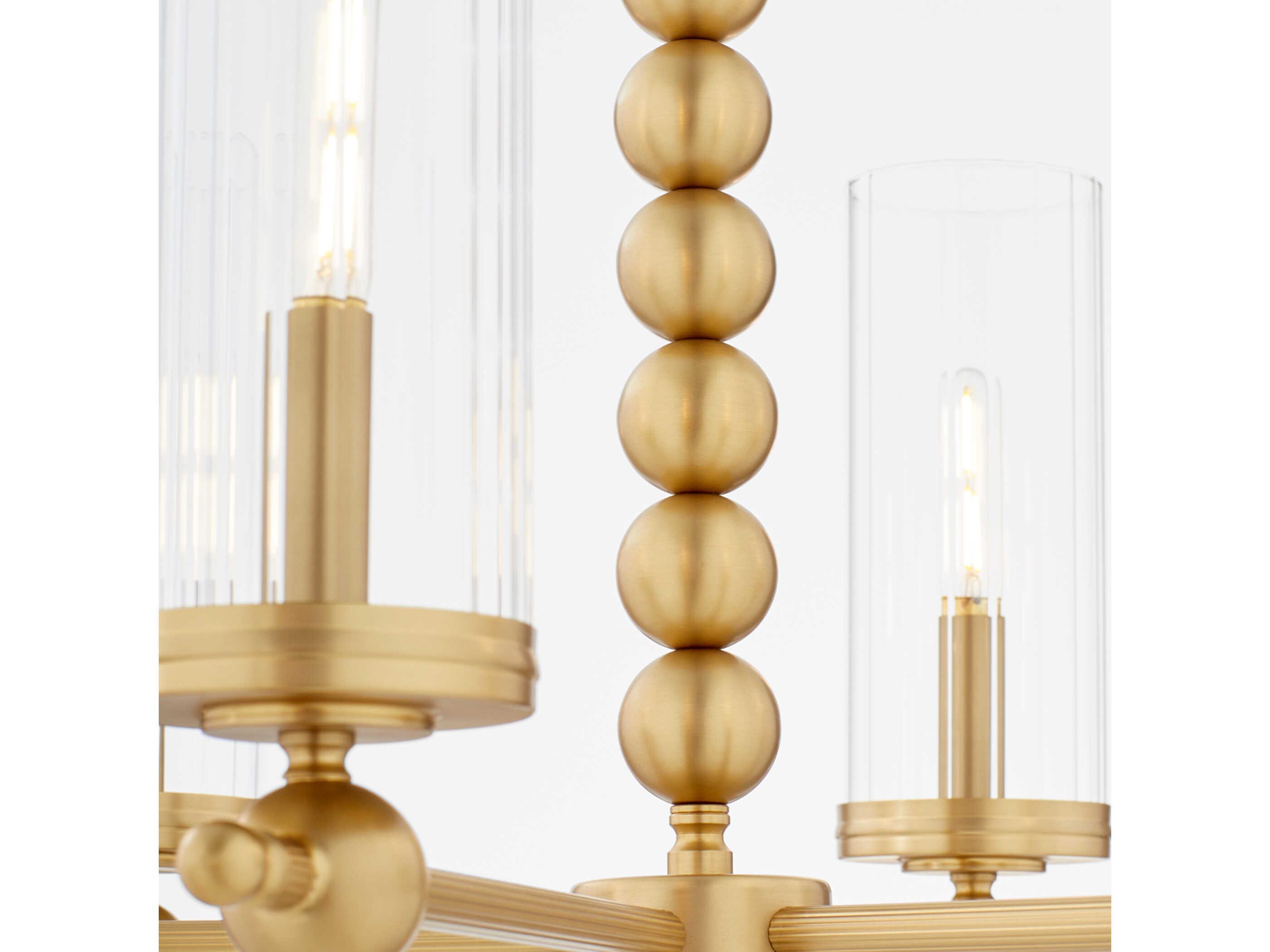 Quorum Lee Boulevard 6-Light Aged Brass Cylinder Chandelier