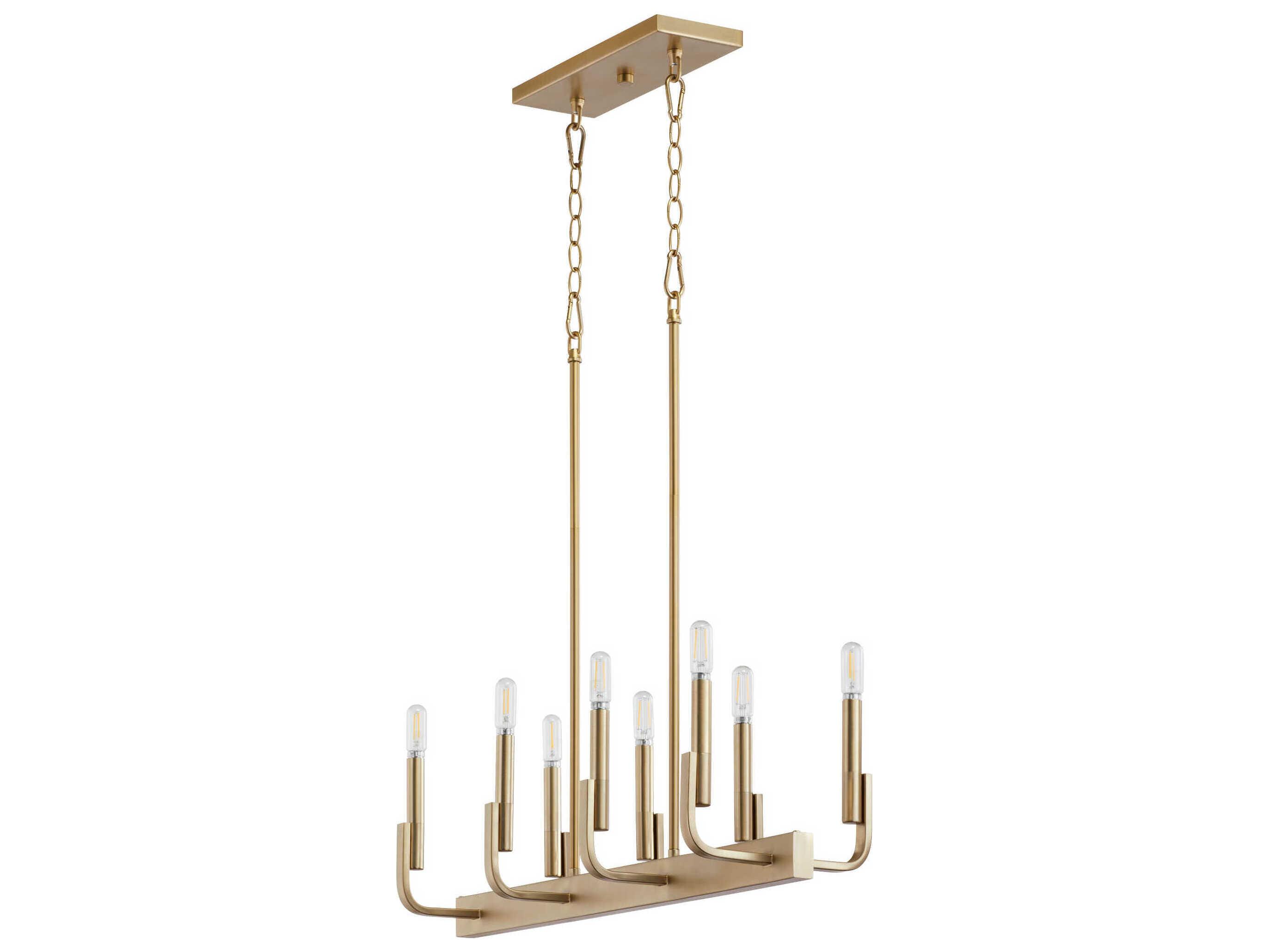 Quorum Tempo 8-Light Aged Brass Linear Island Pendant