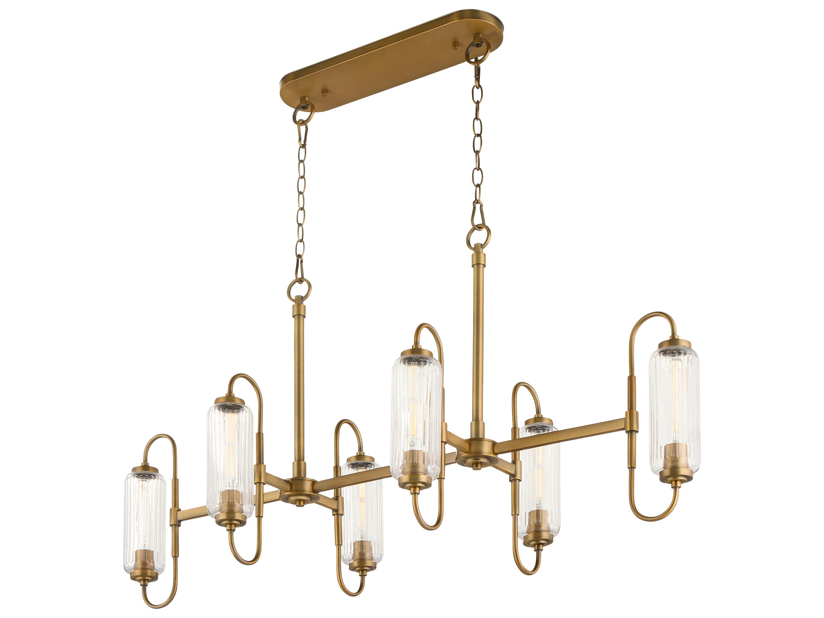 Quorum Whitmire 6-Light Brushed Brass Linear Island Pendant