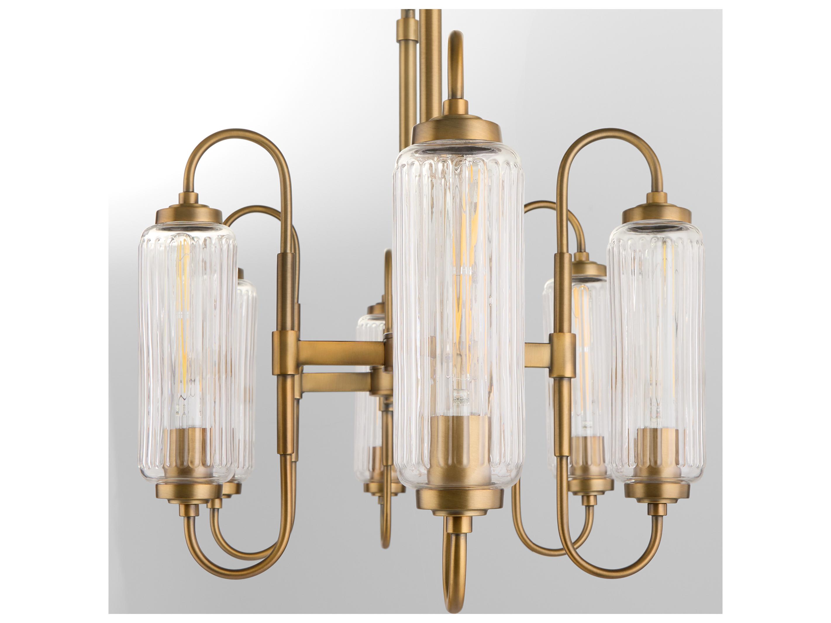 Quorum Whitmire 6-Light Brushed Brass Linear Island Pendant